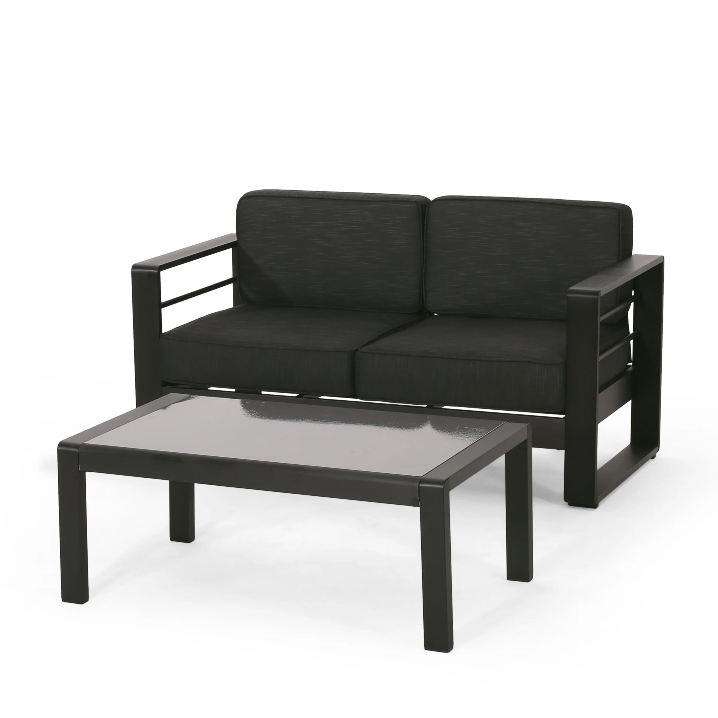 Gadd Outdoor Aluminum Loveseat and Coffee Table Set - furnishings
