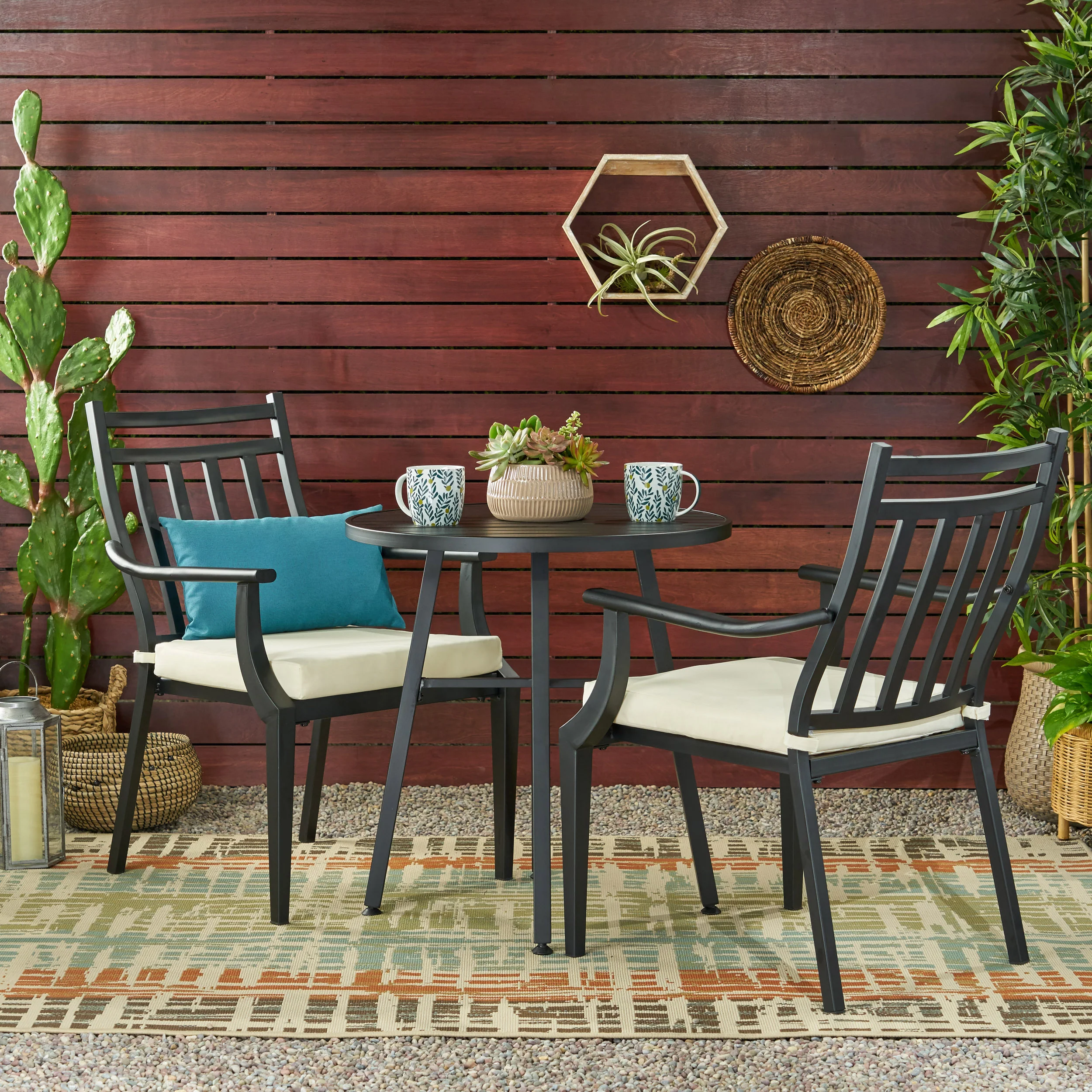 Olive Outdoor 3 Piece Bistro Set with Cushions - furnishings