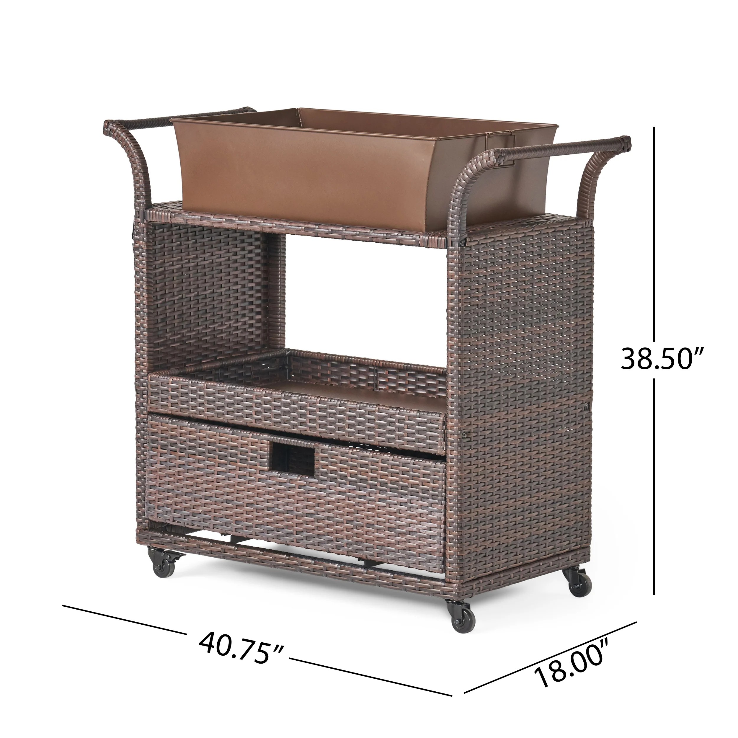 Maja Multi-Brown Wicker Bar Cart - furnishings