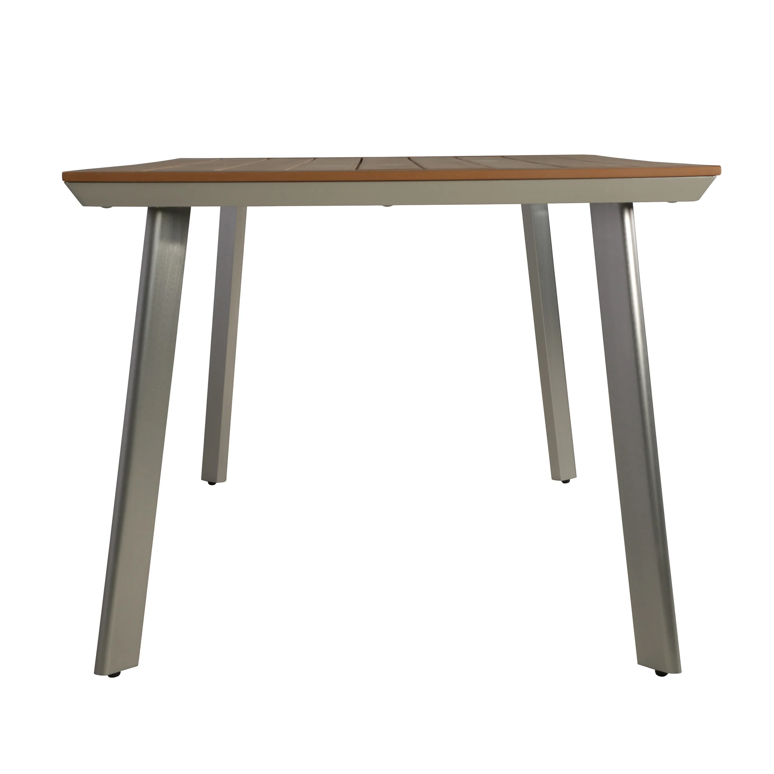 Able Outdoor Aluminum Dining Table with Faux Wood Table Top - furnishings
