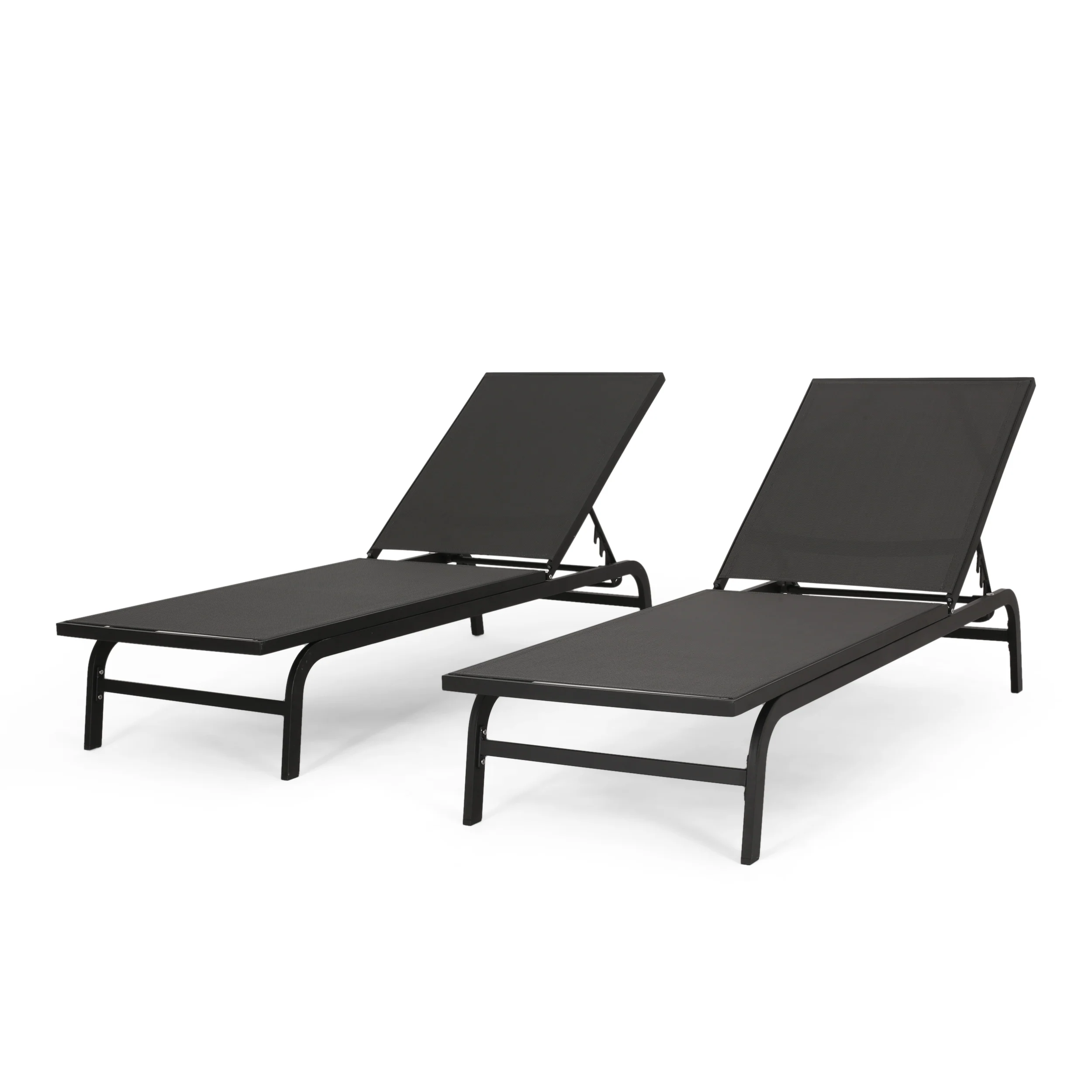 Stekar Outdoor Aluminum and Outdoor Mesh Chaise Lounge, Set of 2 - furnishings