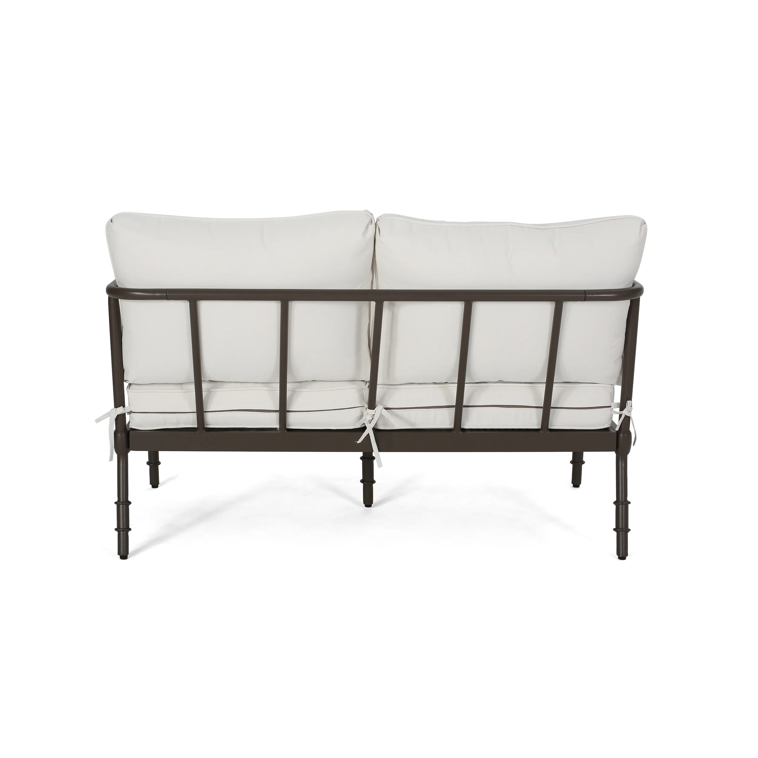 Francis Outdoor Aluminum Loveseat and Coffee Table with Cushions - furnishings