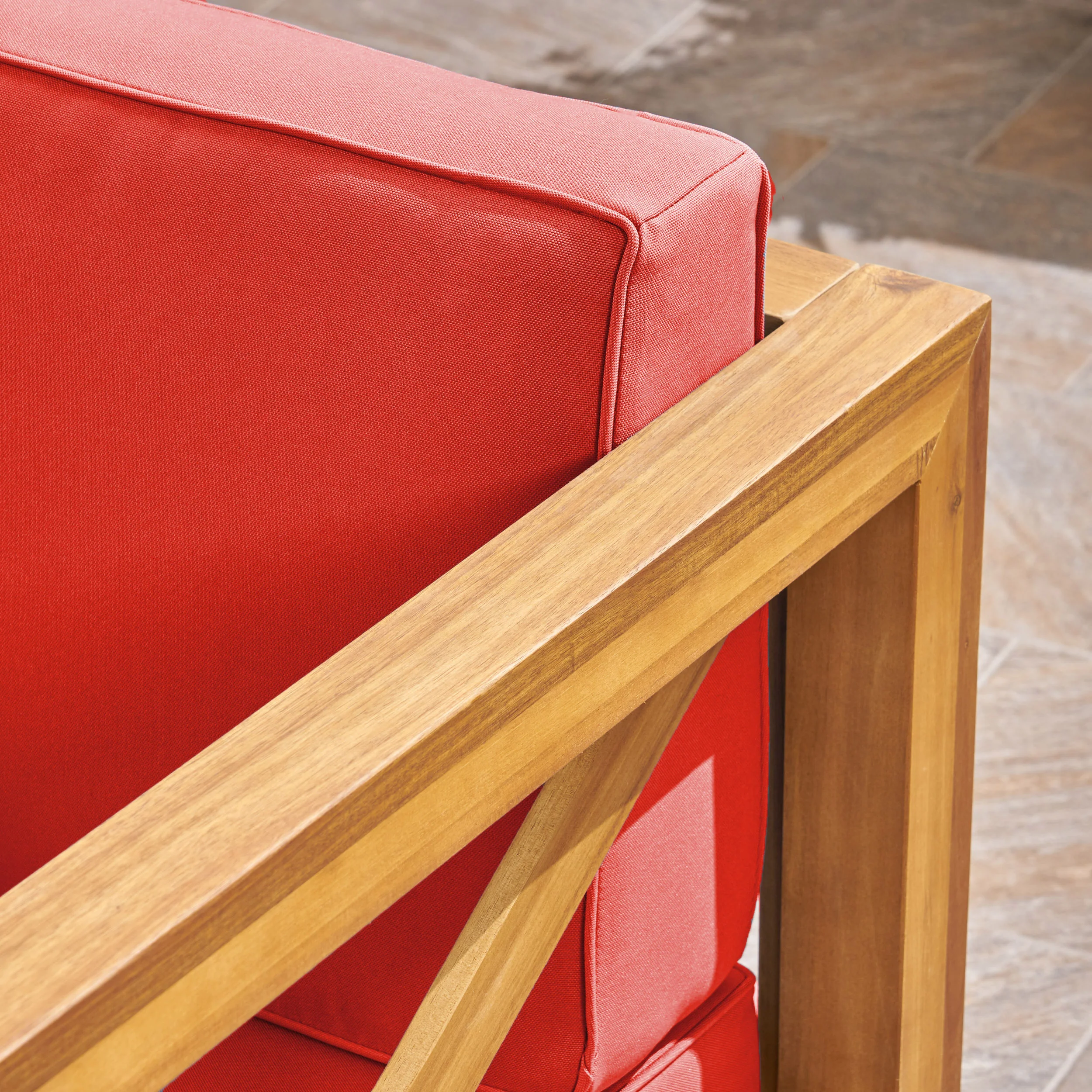 Indira Outdoor Acacia Wood Club Chair with Cushion - furnishings