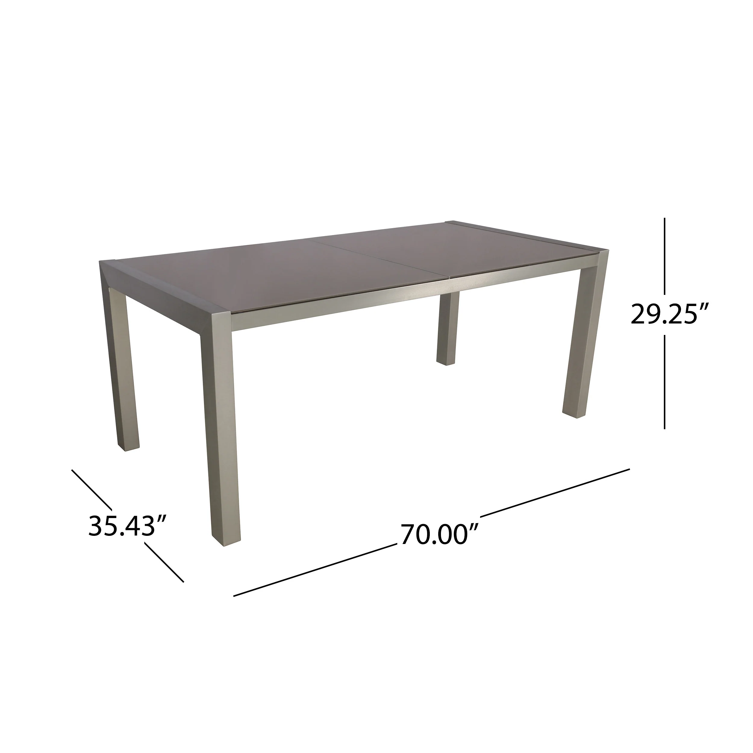 Eli Outdoor Tempered Glass Dining Table with Aluminum Frame - furnishings