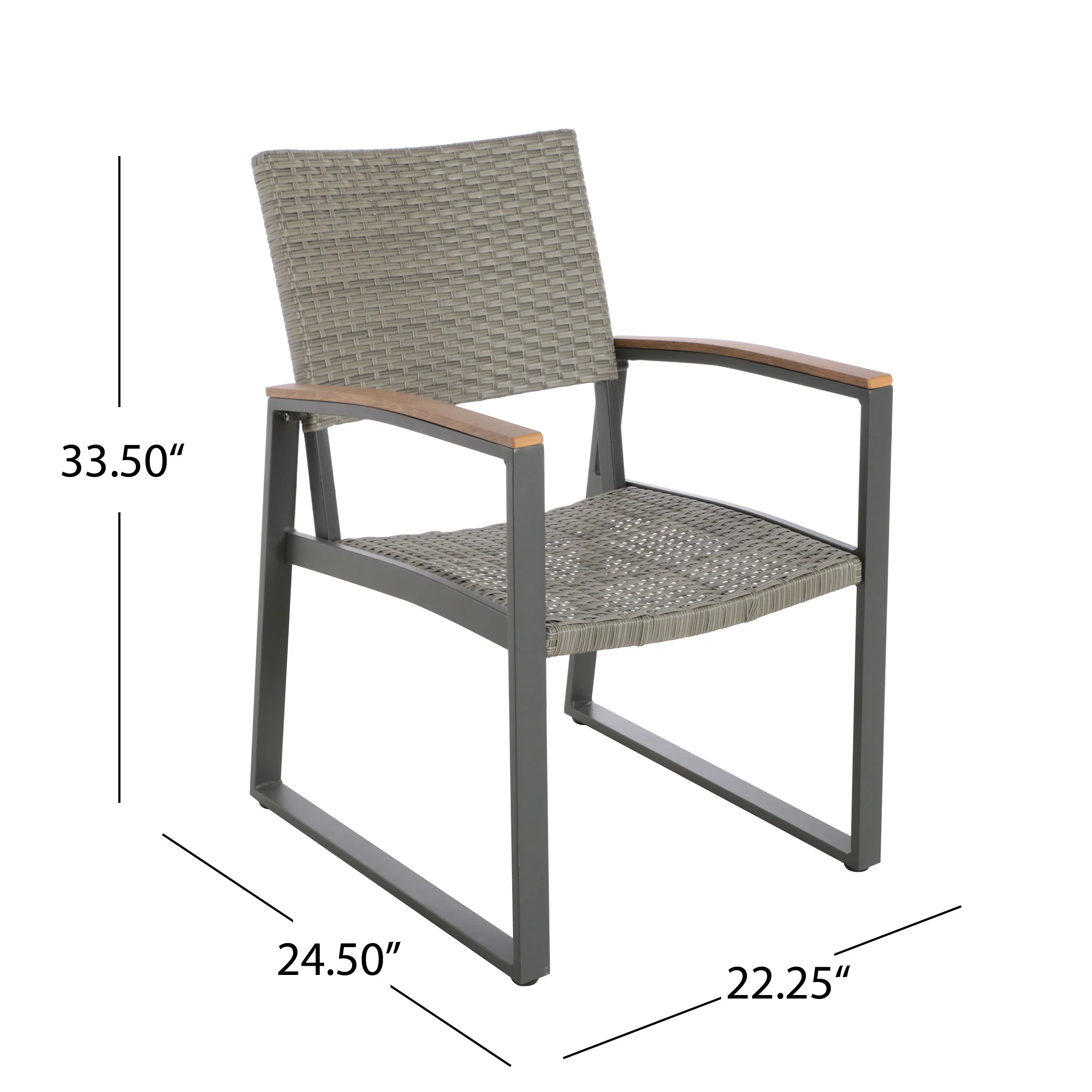Augusta Outdoor Aluminum Dining Chairs with Faux Wood Accents - furnishings