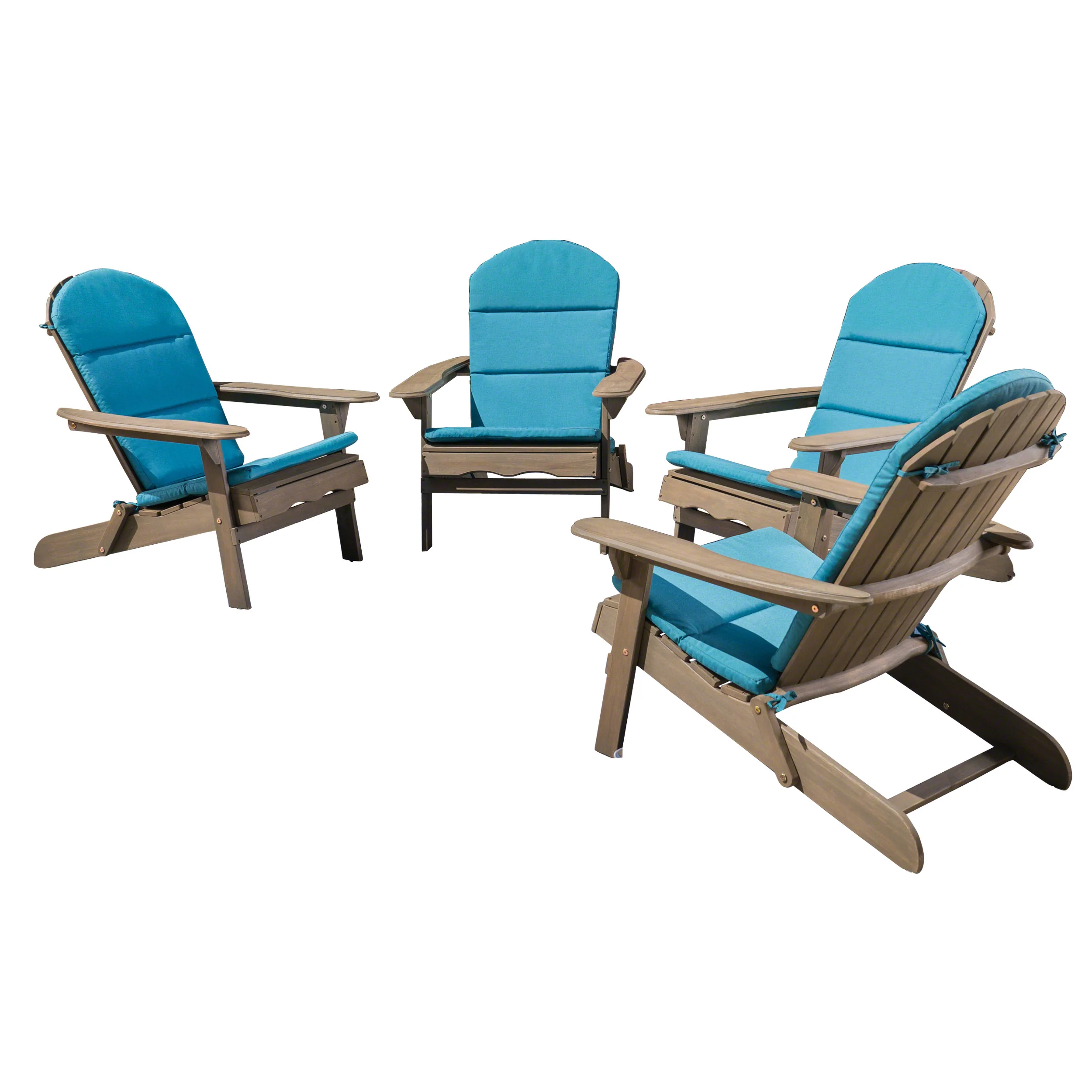 Amenda Outdoor Acacia Wood Folding Adirondack Chairs with Cushions - furnishings