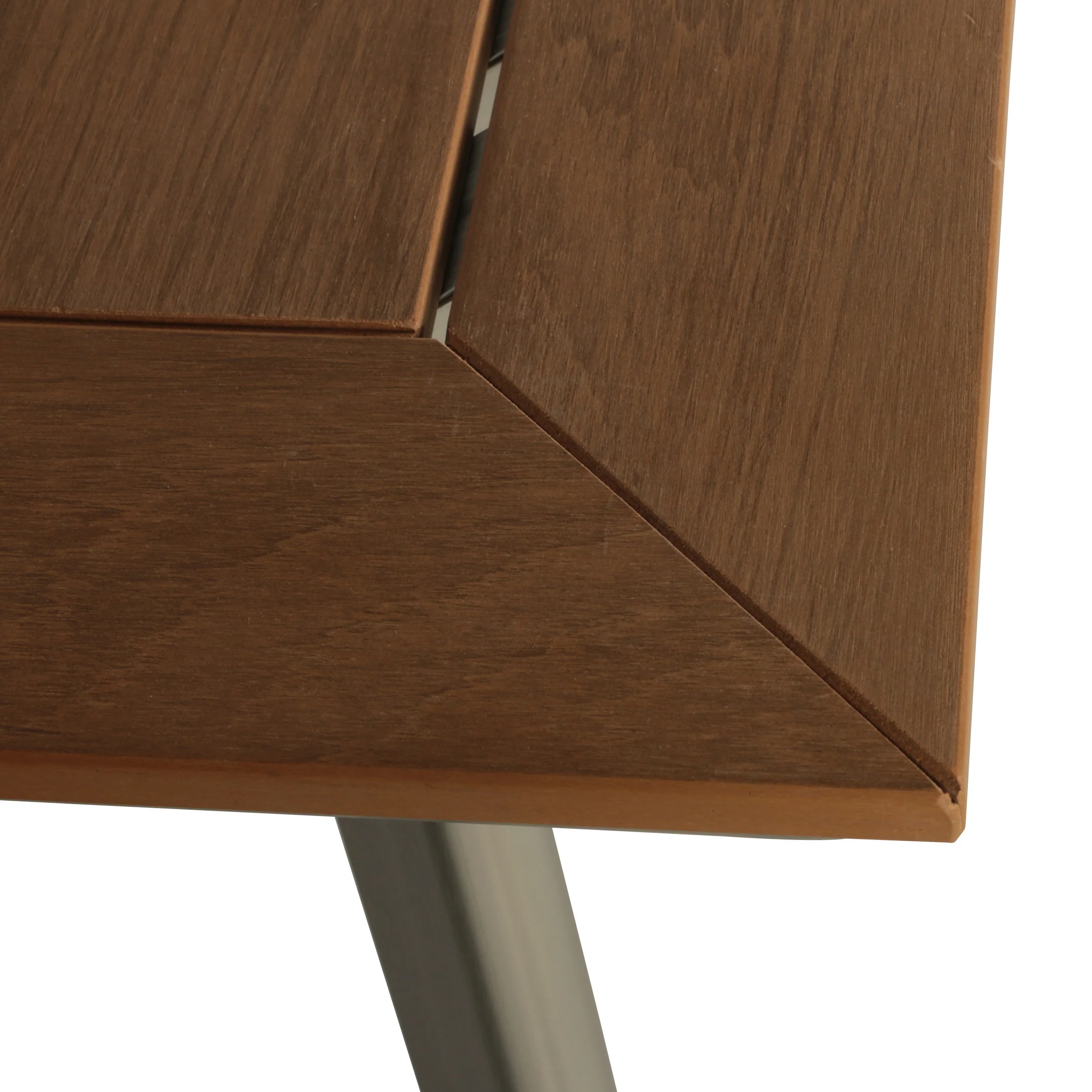 Able Outdoor Aluminum Dining Table with Faux Wood Table Top - furnishings