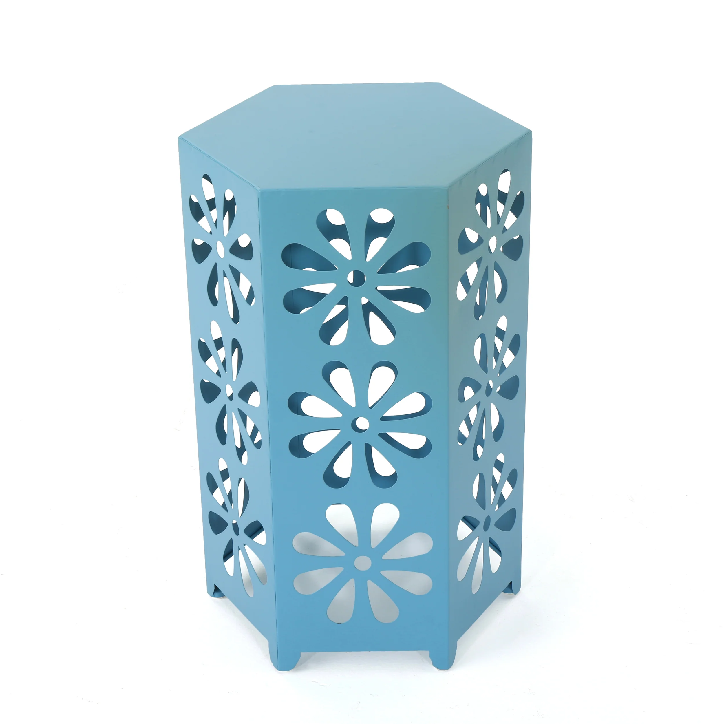 Danbury Outdoor 14 Inch Iron Floral Side Table - furnishings