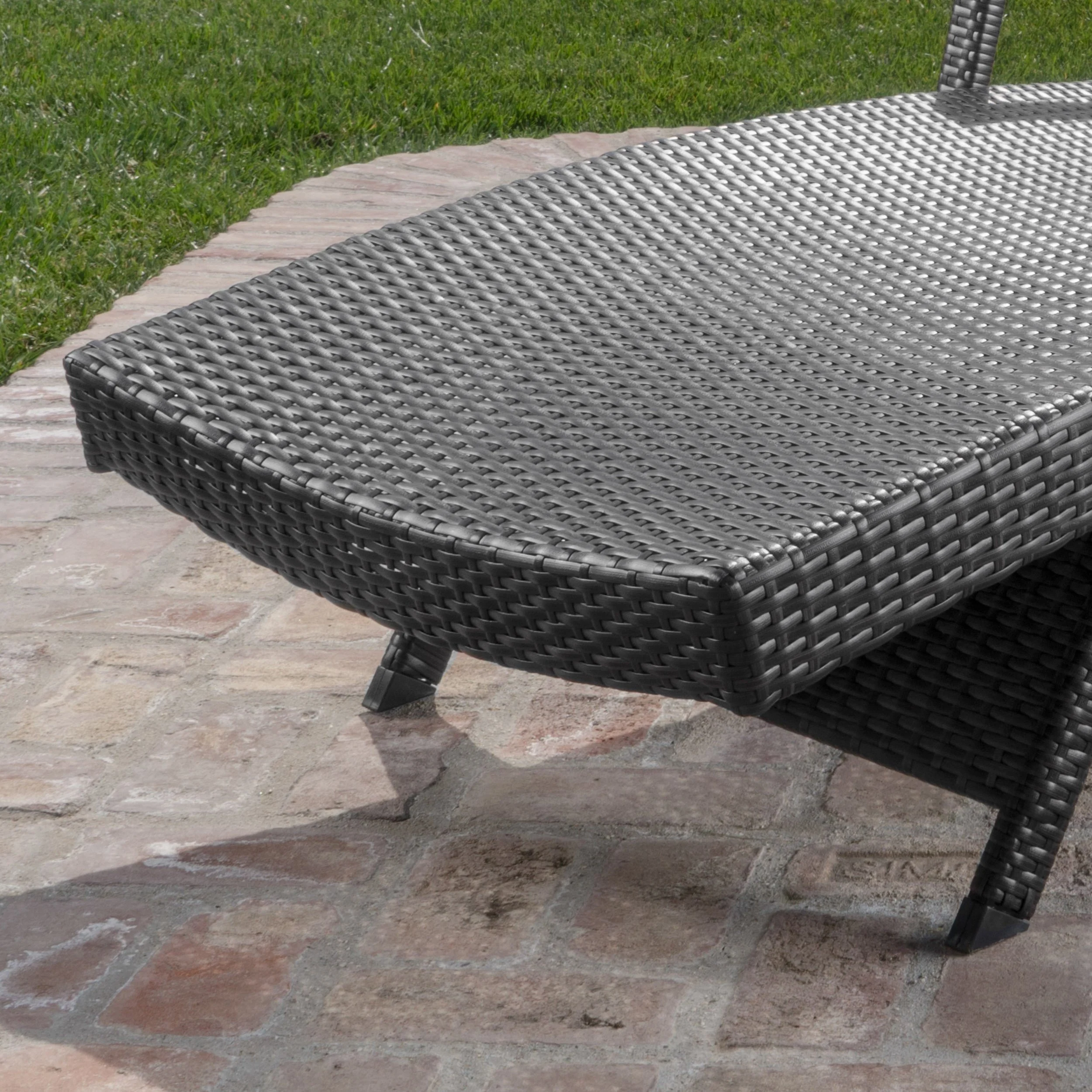 Soleil Outdoor Wicker Arm Chaise Lounges (Set of 2) w/ Side Table - furnishings