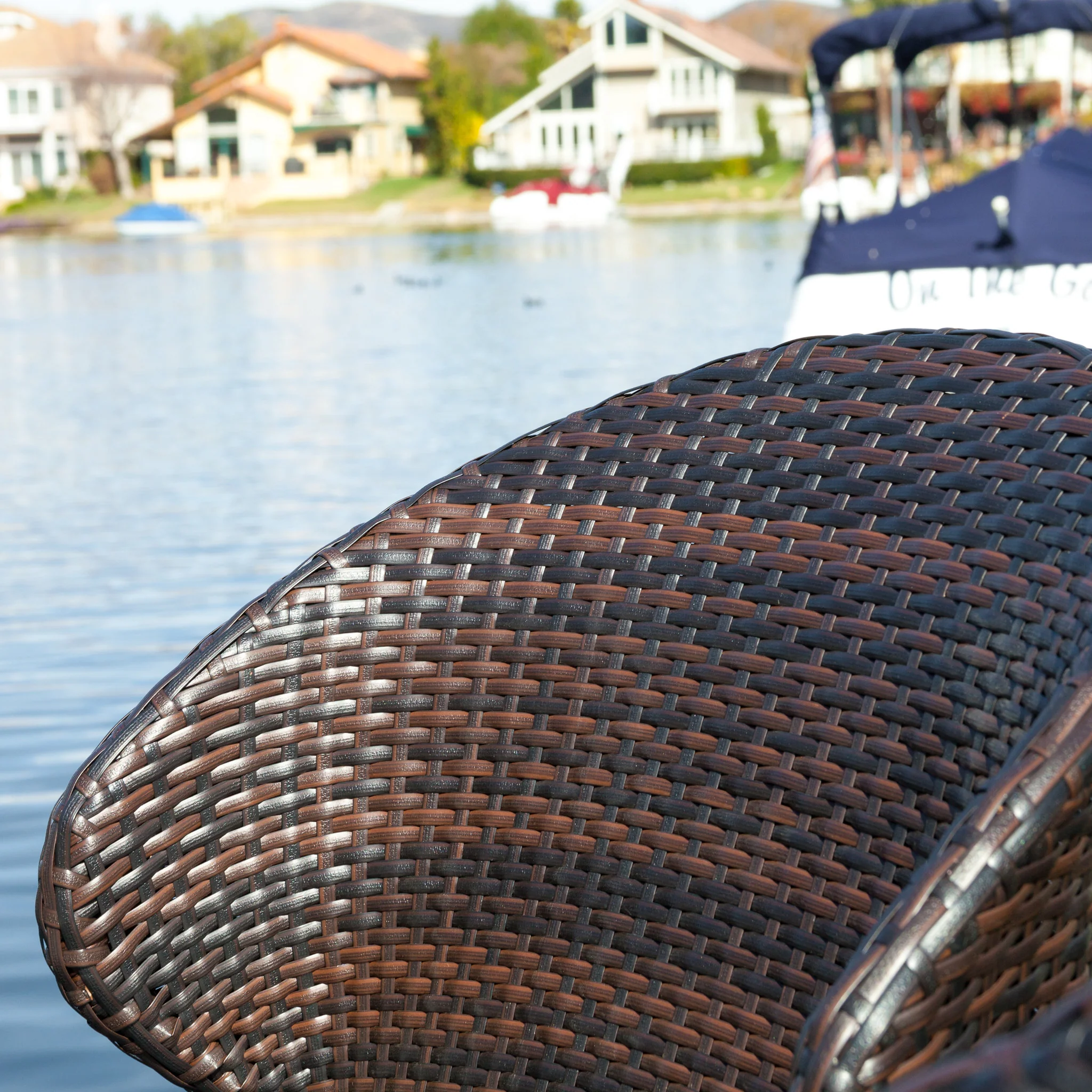 Bennett Outdoor 5-Piece Multi-Brown Wicker Bistro Bar Set with Ice Bucket - furnishings