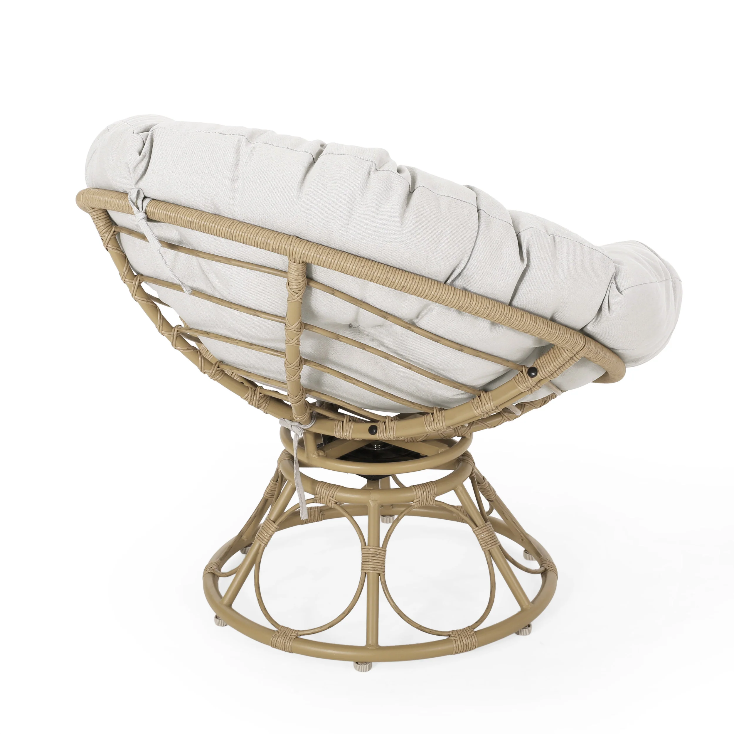 Andrus Outdoor Papasan Swivel Chair with Cushion - furnishings