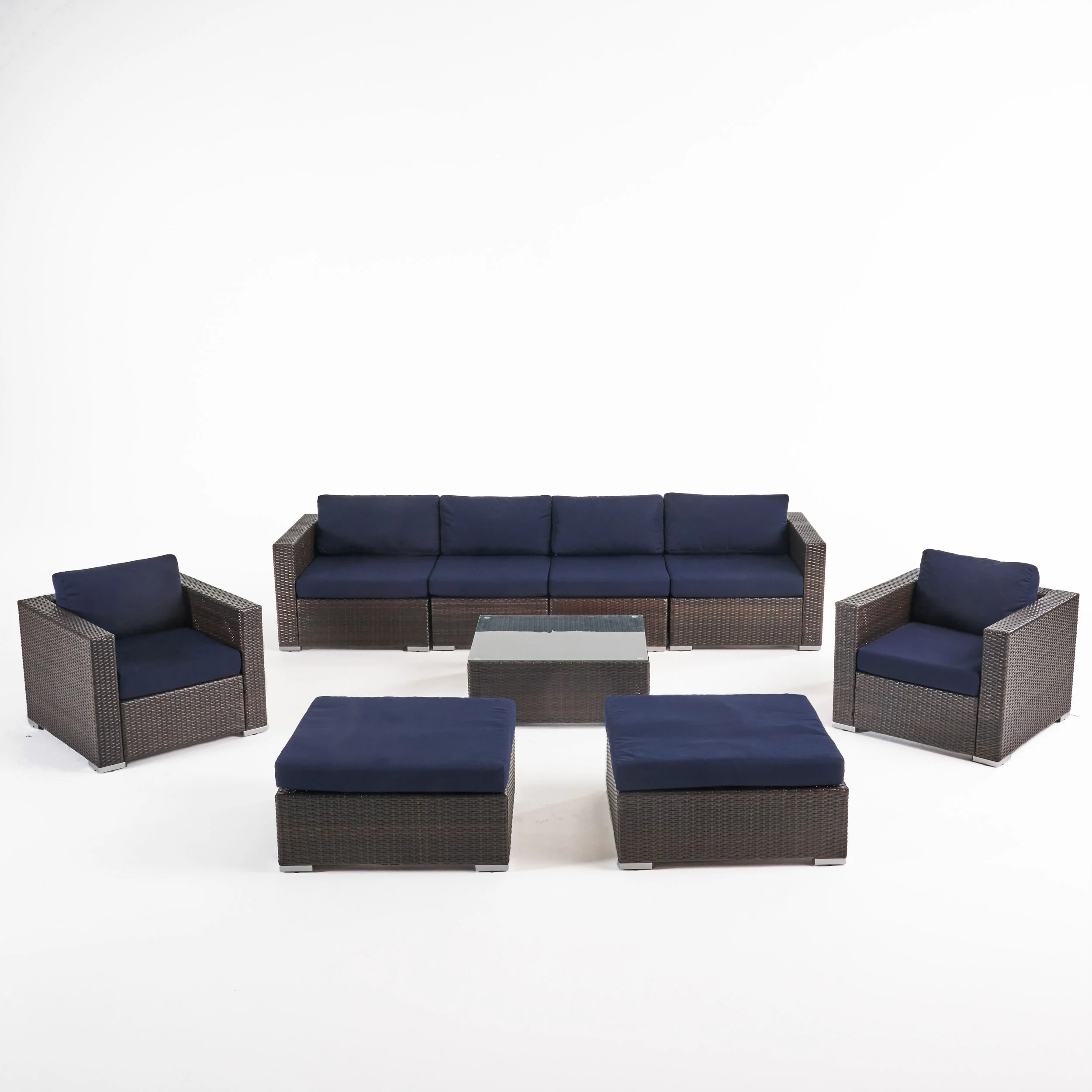 Kyra Outdoor 6 Seater Wicker Modular Sectional Sofa Set with Sunbrella Cushions - furnishings