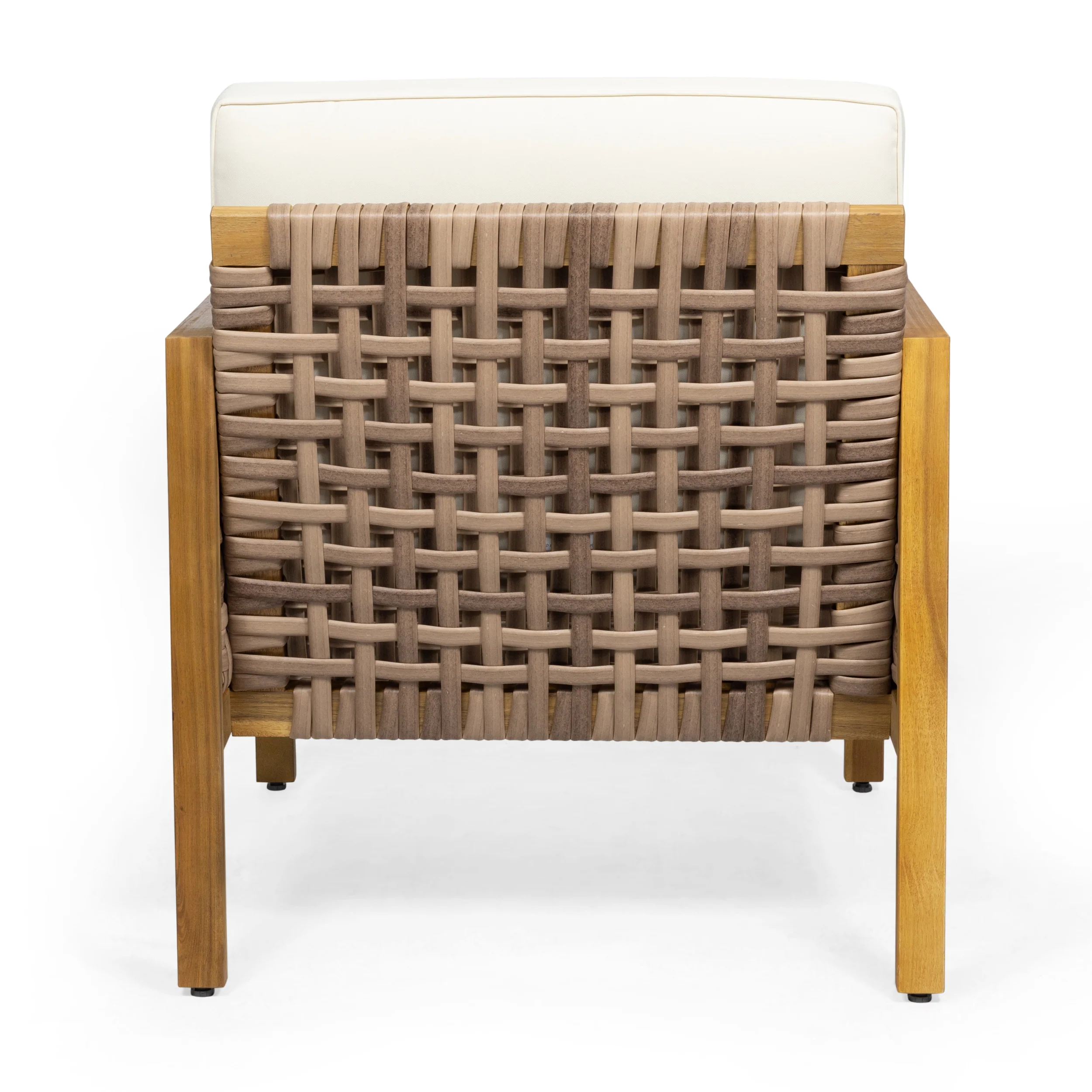 Maycen Outdoor Acacia Wood Club Chair with Wicker Accents (Set of 2) - furnishings