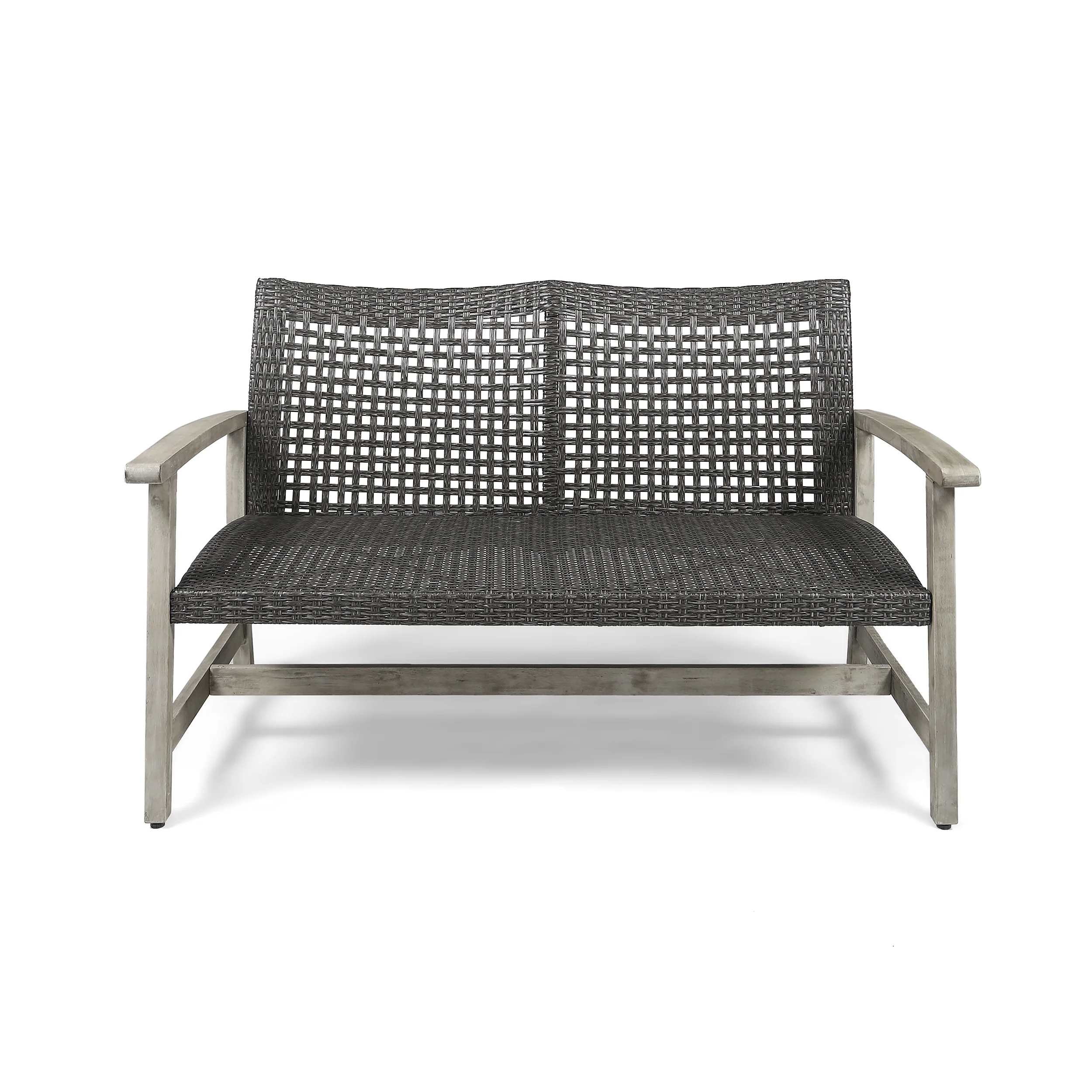 Tabby Outdoor 6 Piece Wood and Wicker Chat Set with Fire Pit - furnishings