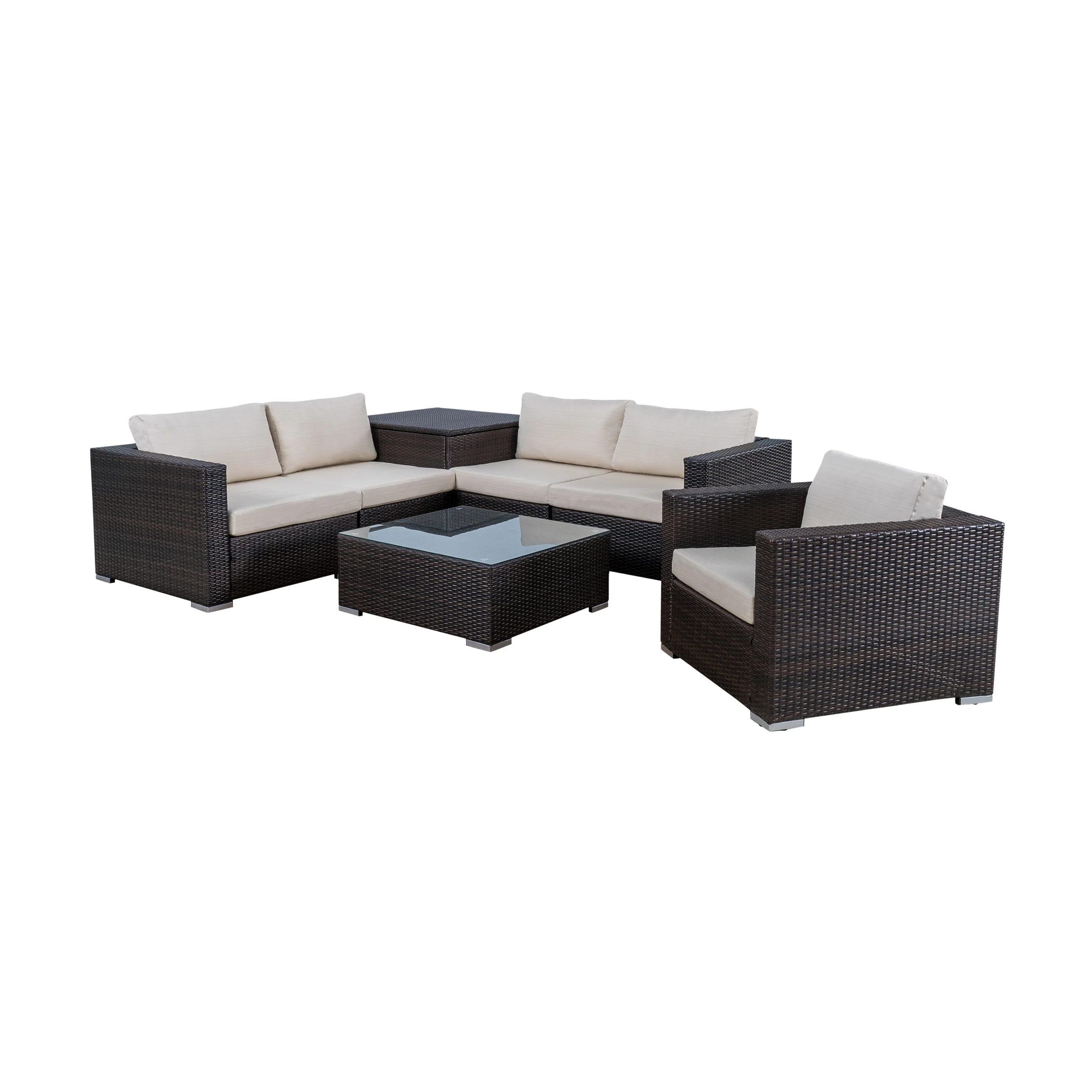 Francisco 7pc Outdoor Sectional Sofa Set w/ Cushions - furnishings