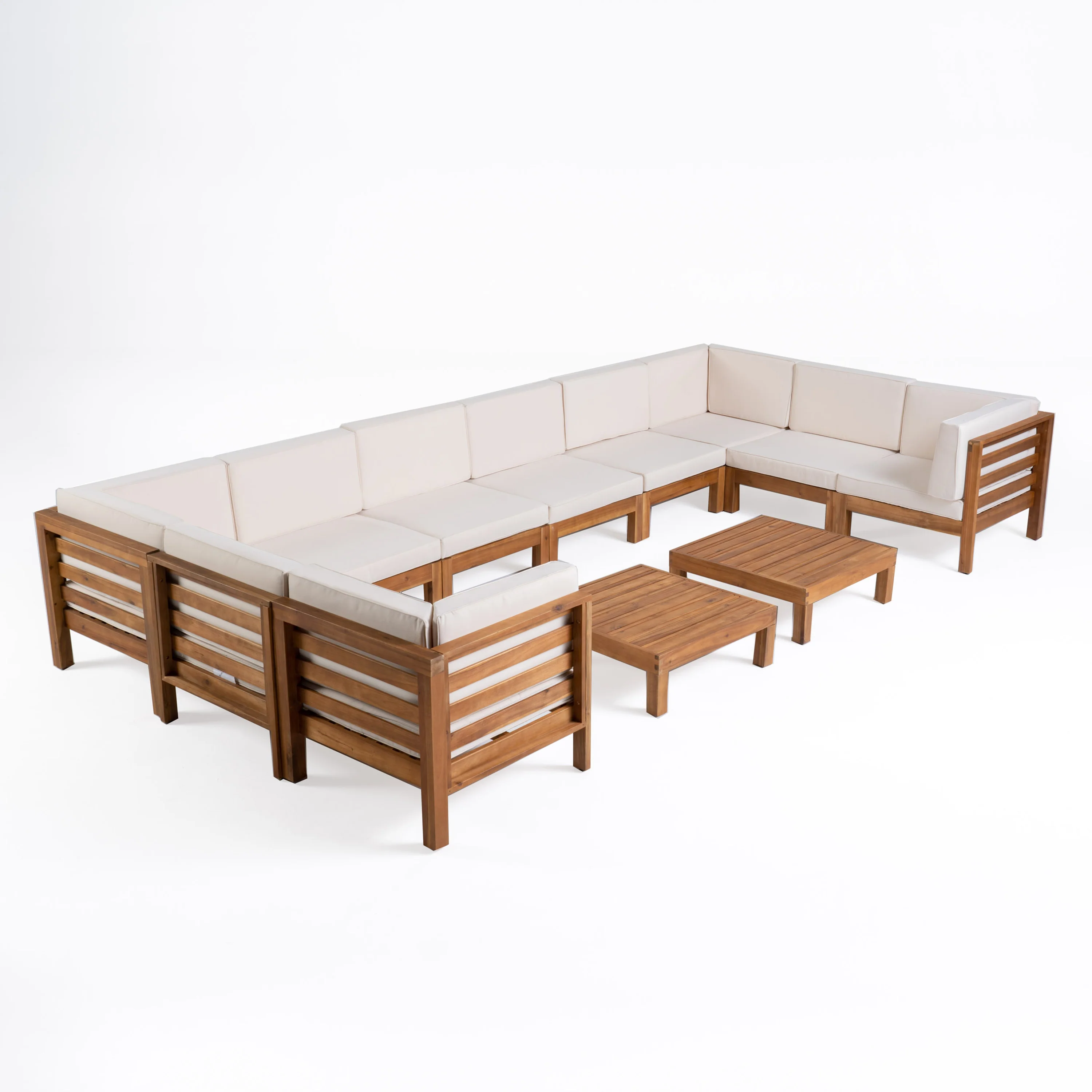 Ravello Outdoor U-Shaped Sectional Sofa Set with Coffee Tables - furnishings