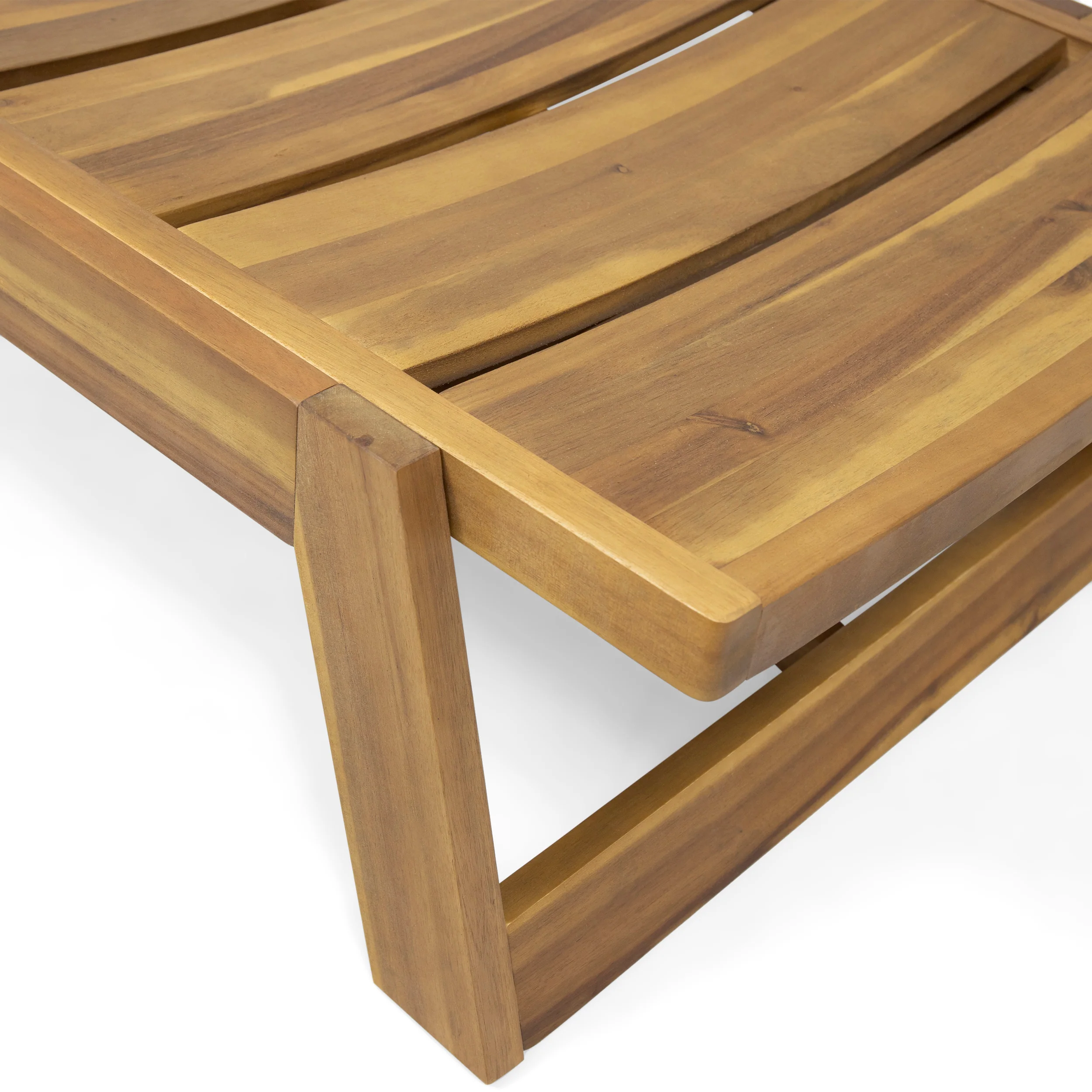 Karyme Outdoor Acacia Wood 3 Piece Chaise Lounge Set - furnishings