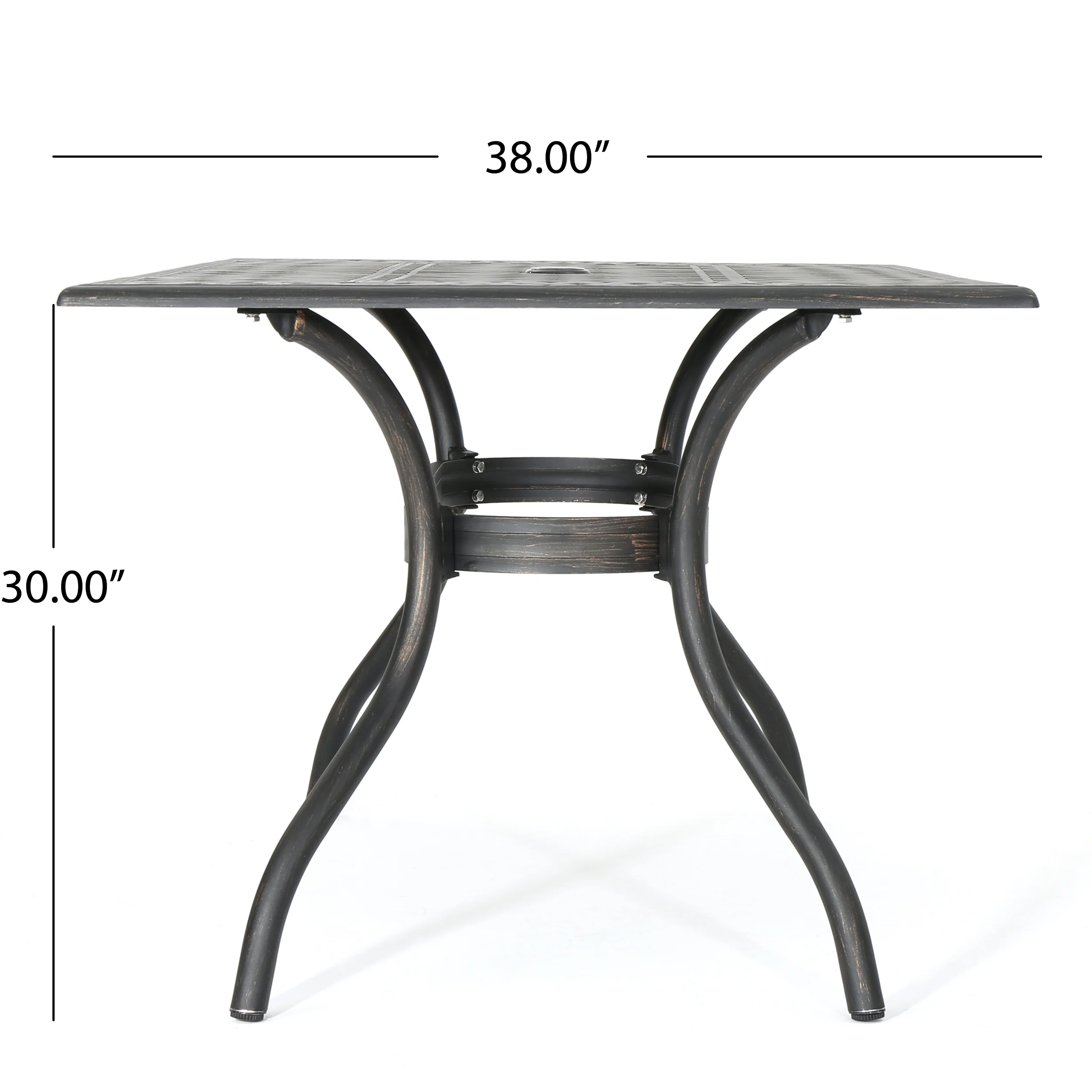 Carlton Outdoor Patina Copper Cast Aluminum Dining Table - furnishings