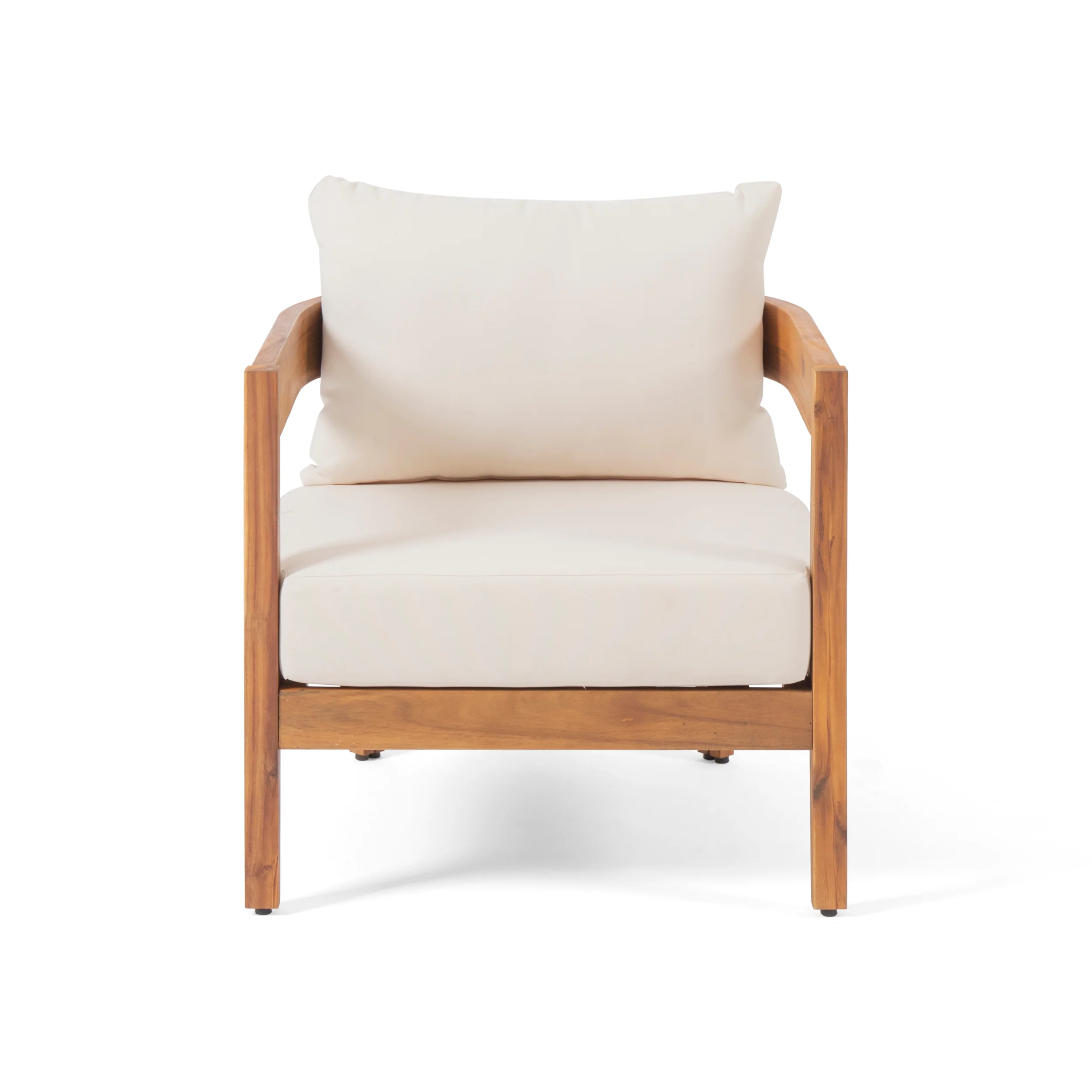 Burrough Outdoor Acacia Wood Club Chair with Cushions (Set of 2) - furnishings