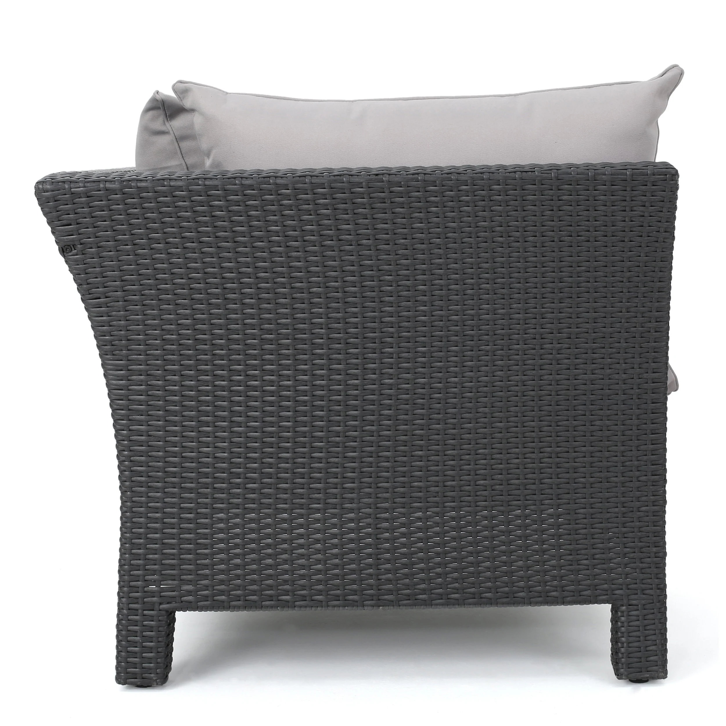 Caspian 6pc Outdoor Wicker V-shaped Sectional Sofa Set w/ Cushions - furnishings