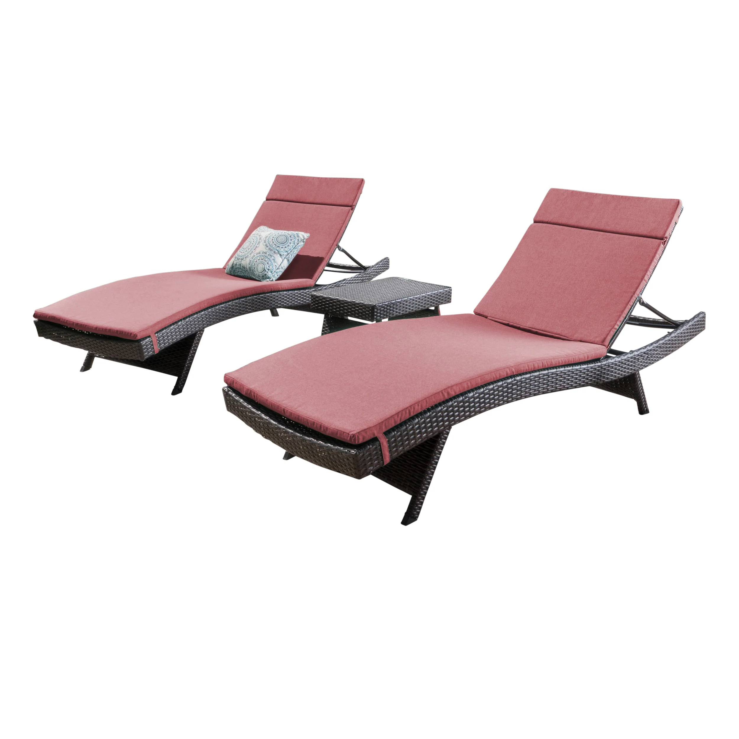 Allegria 3Pc Multibrown Wicker Lounge w/Water Resistant Cushions & CoffeeTable - furnishings