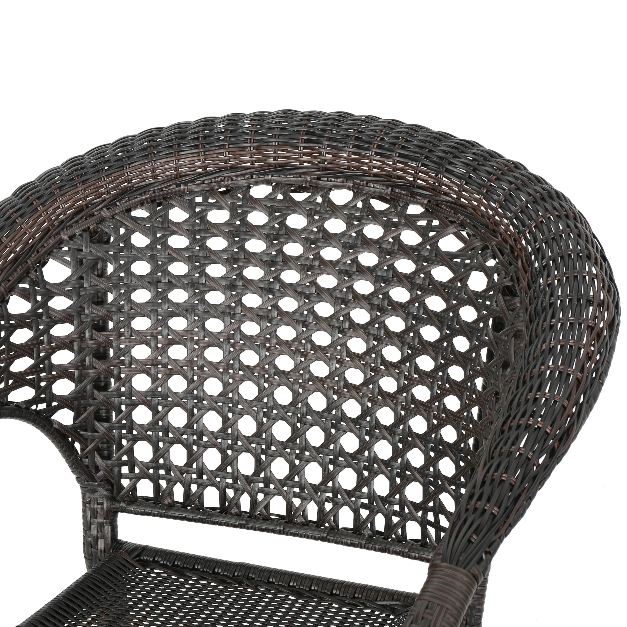 Lester Outdoor 3-Piece Multi-Brown Wicker Chat Set with Drum Table - furnishings