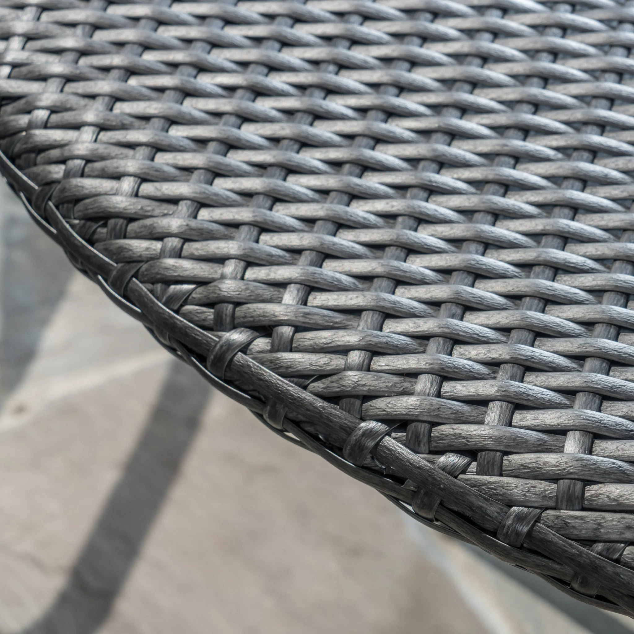 Bristle Outdoor Round Gray Wicker Bistro Table with Umbrella Hole - furnishings