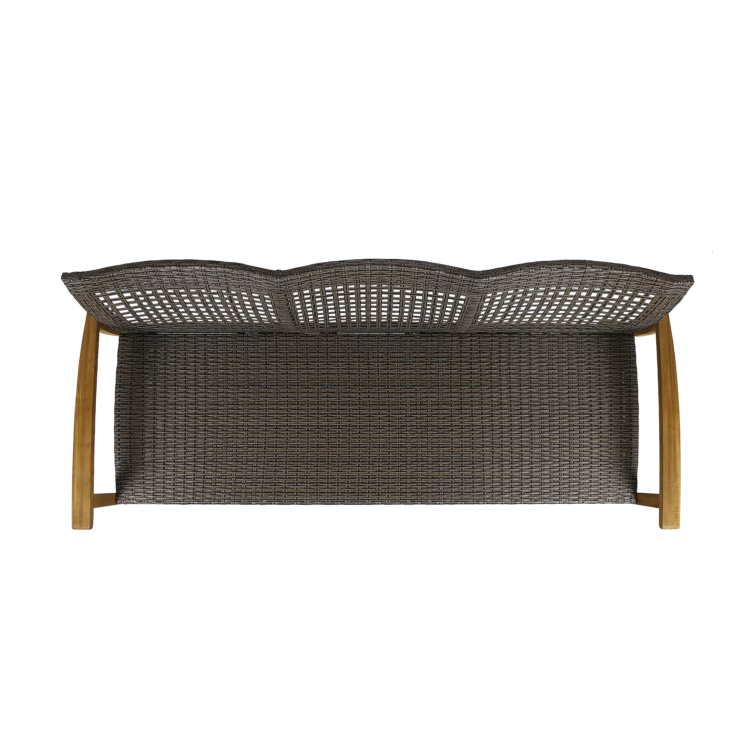 Marcia Outdoor 3-Seater Wicker Weave Sofa with Acacia Wood Frame - furnishings