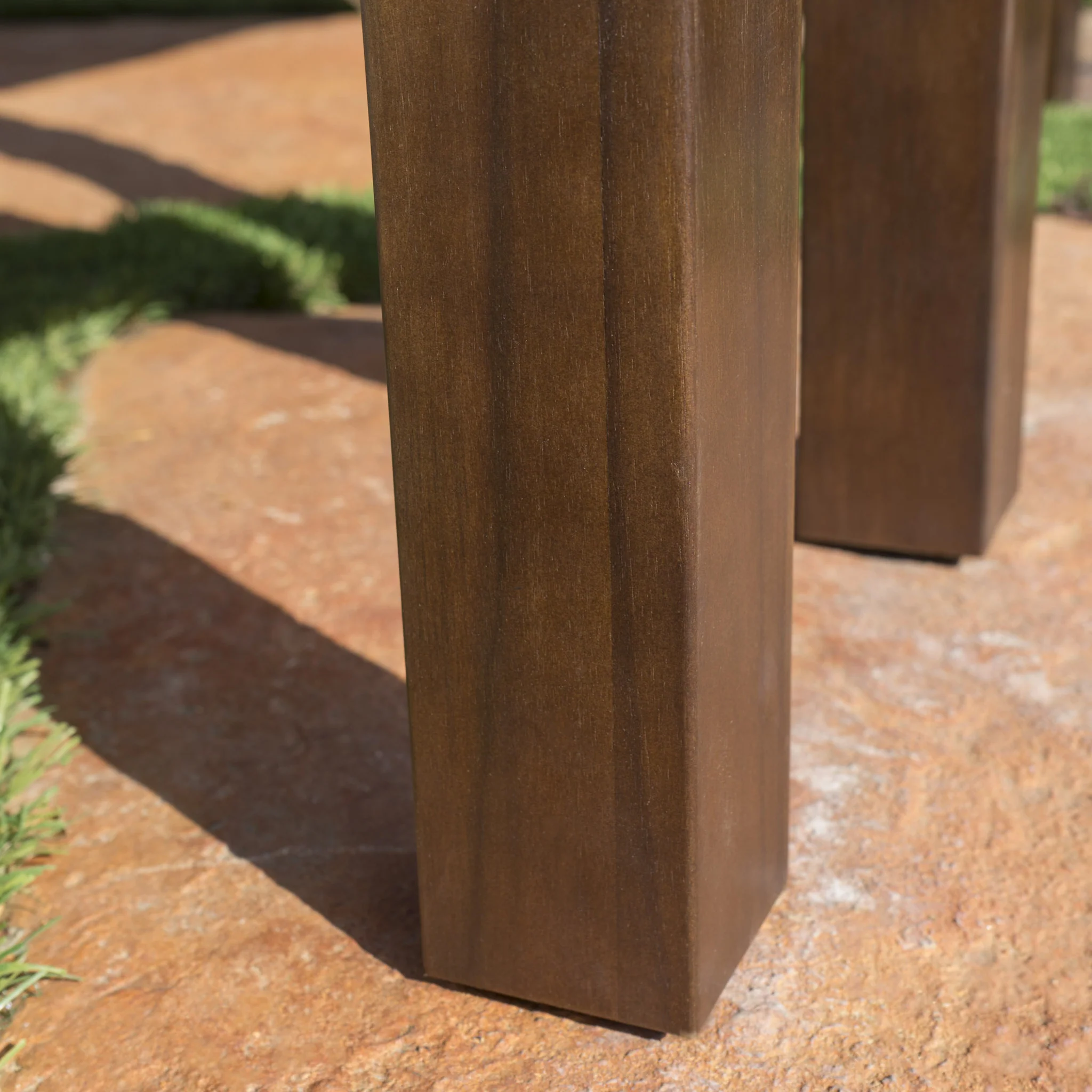 Marin Rustic Outdoor Slatted Dark Brown Acacia Wood Dining Table - furnishings