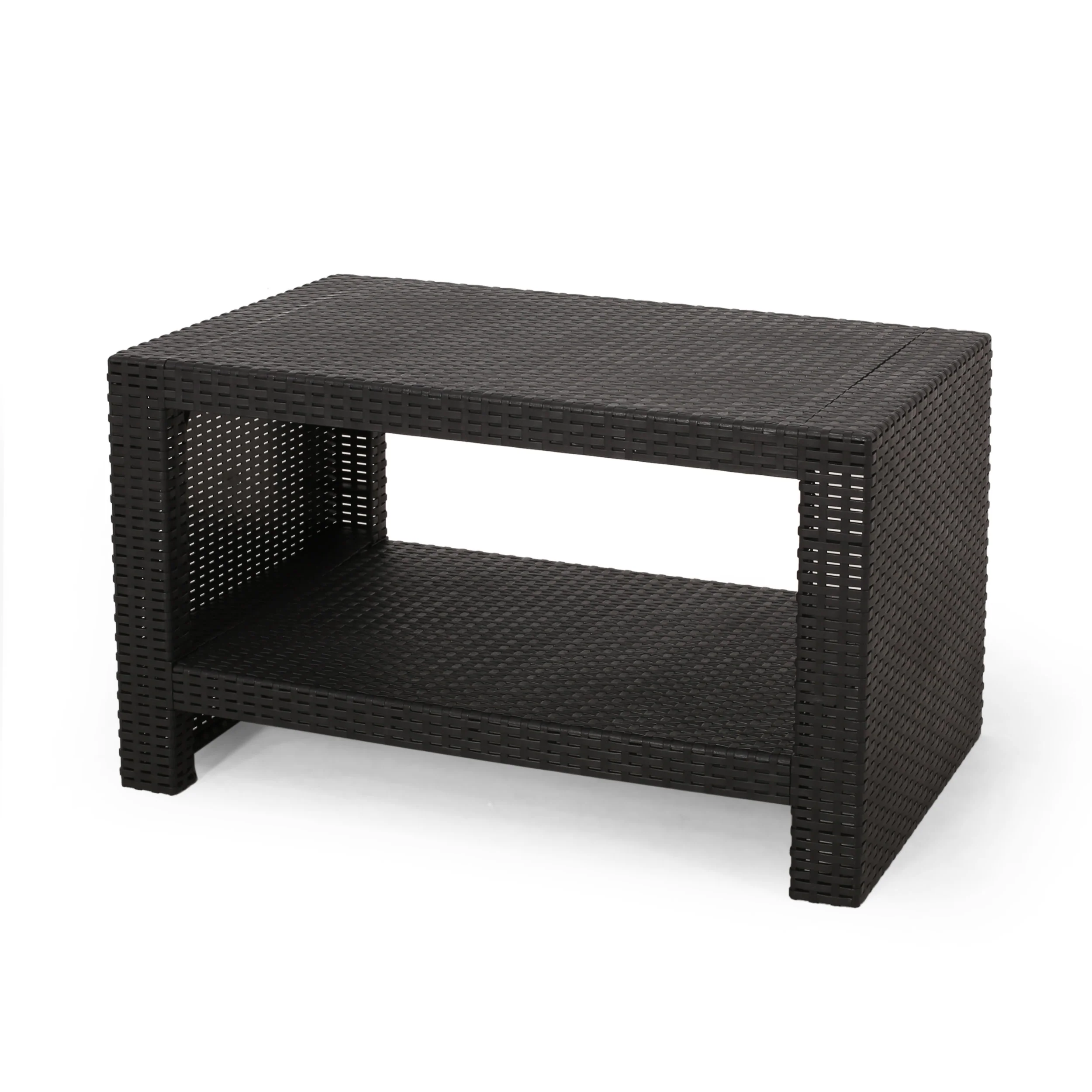 Kyara Outdoor Wicker Coffee Table, Black - furnishings
