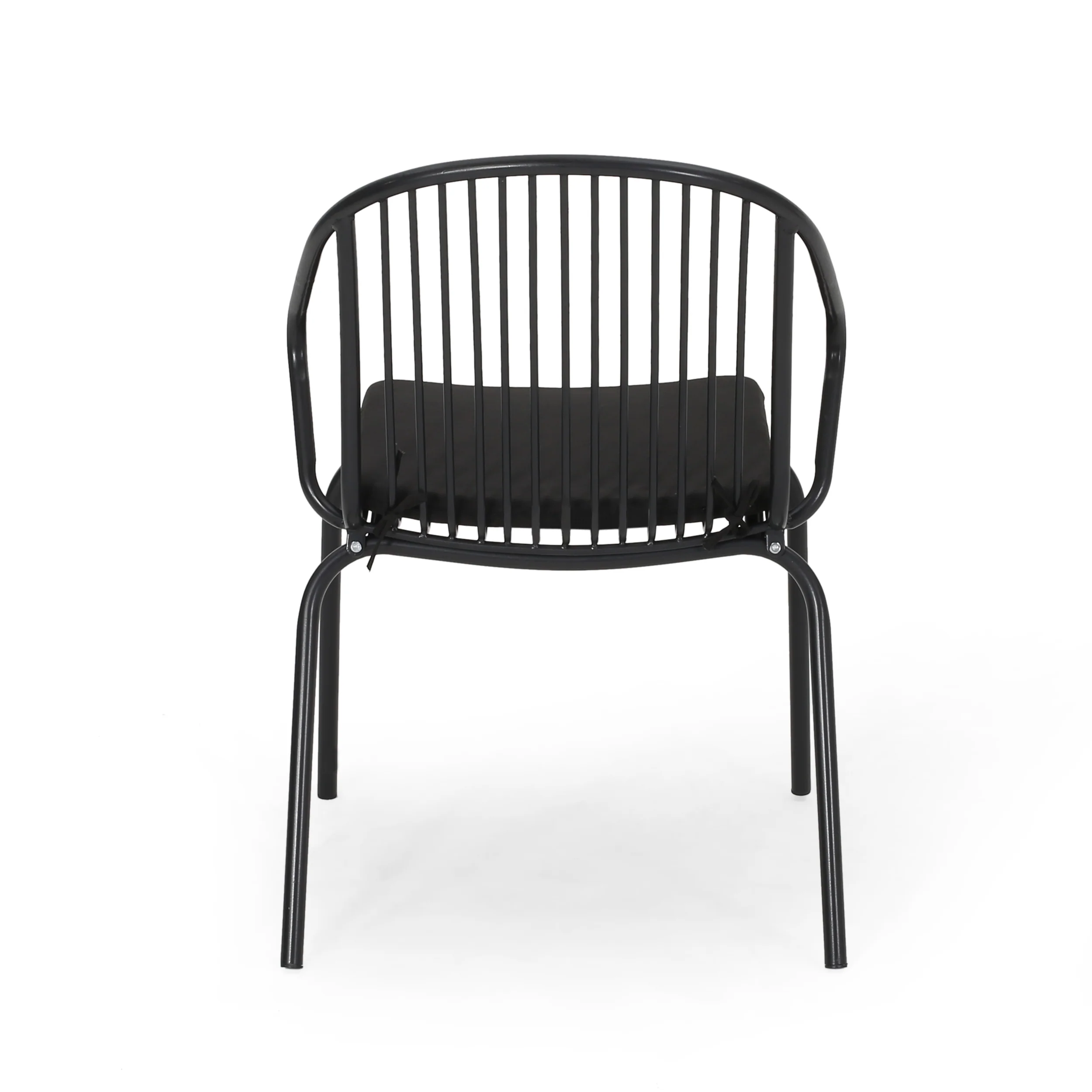 Emily Outdoor Modern Iron Club Chair with Cushion (Set of 2) - furnishings