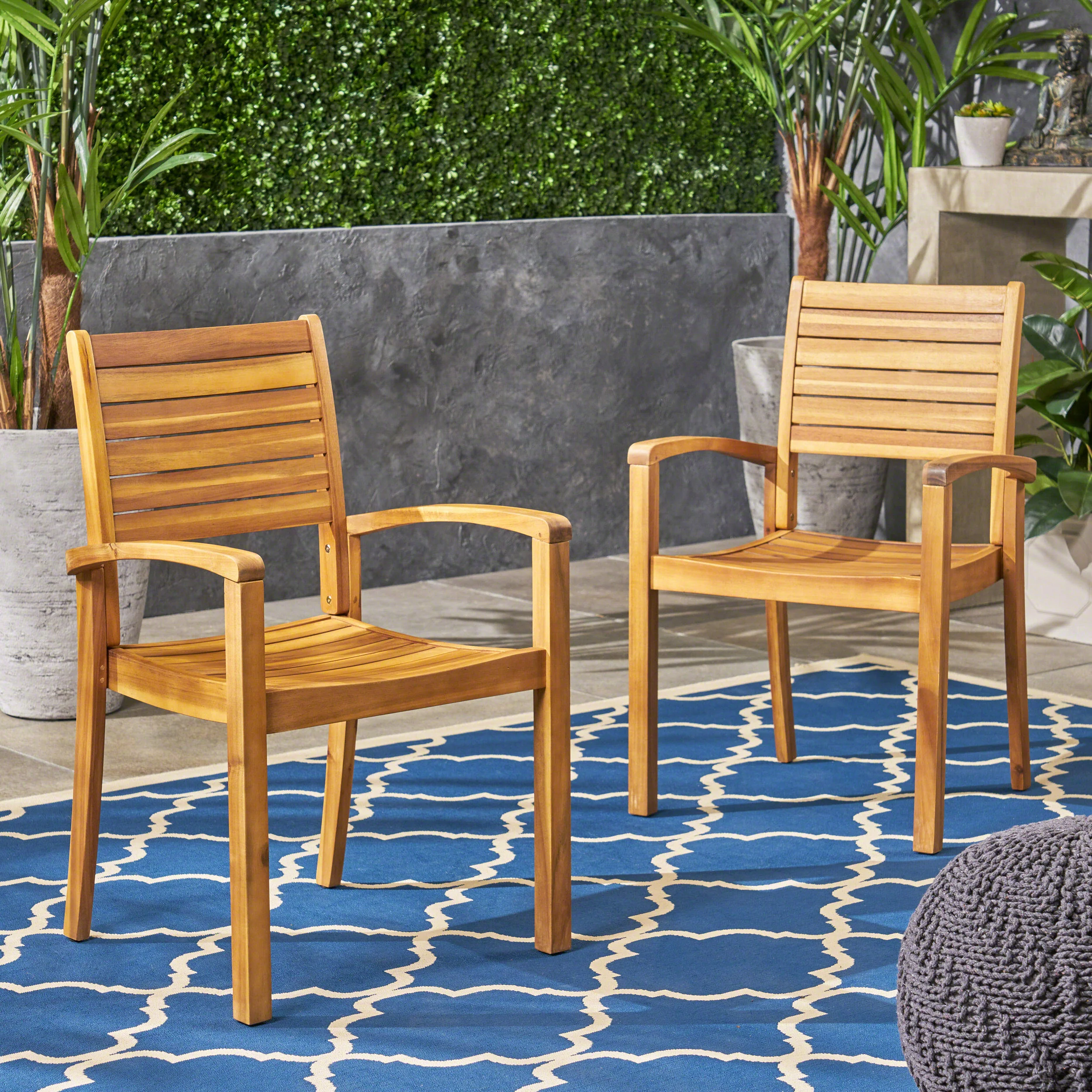 Watts Outdoor Acacia Wood Dining Chairs (set of 2) - furnishings