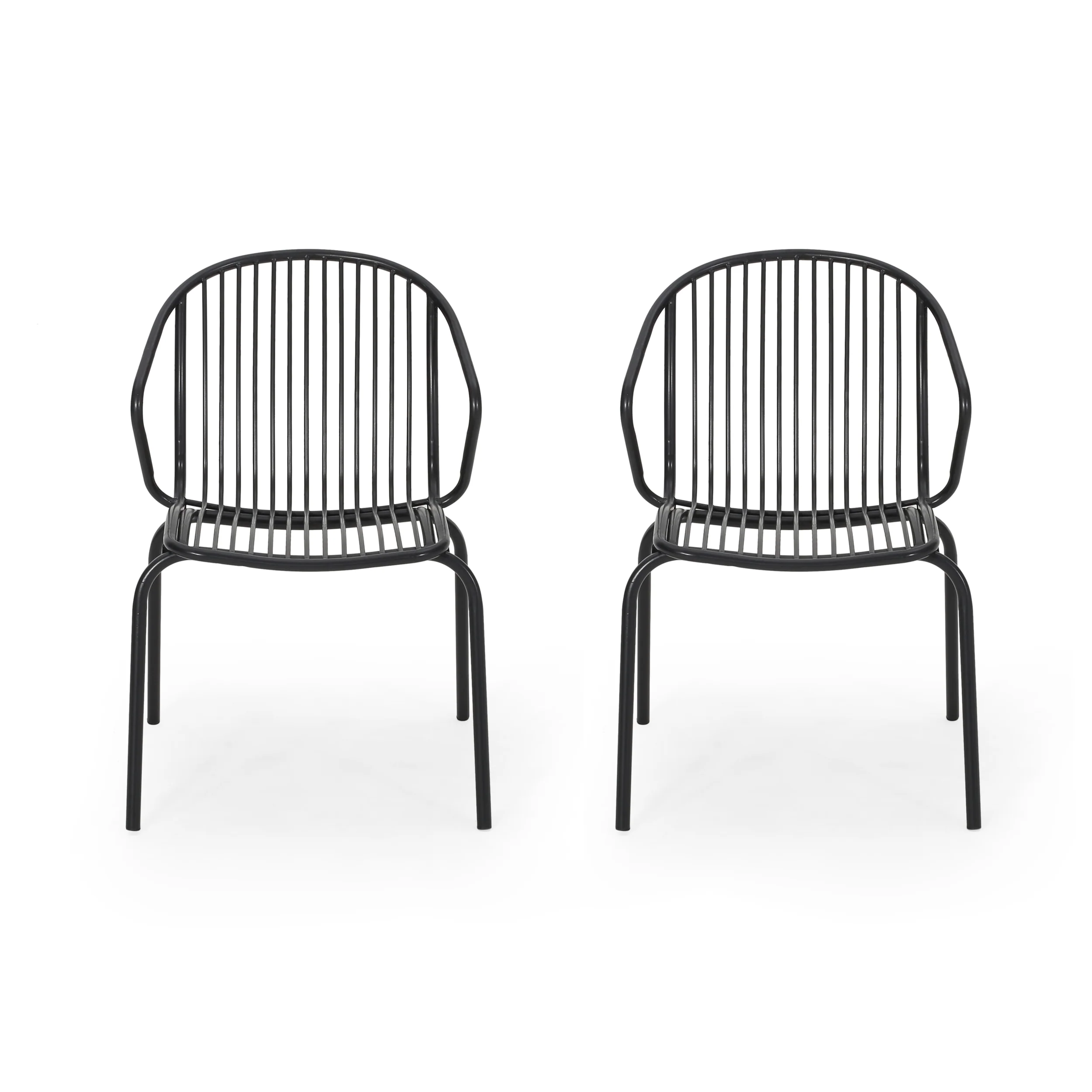 Emily Outdoor Modern Iron Club Chair (Set of 2) - furnishings