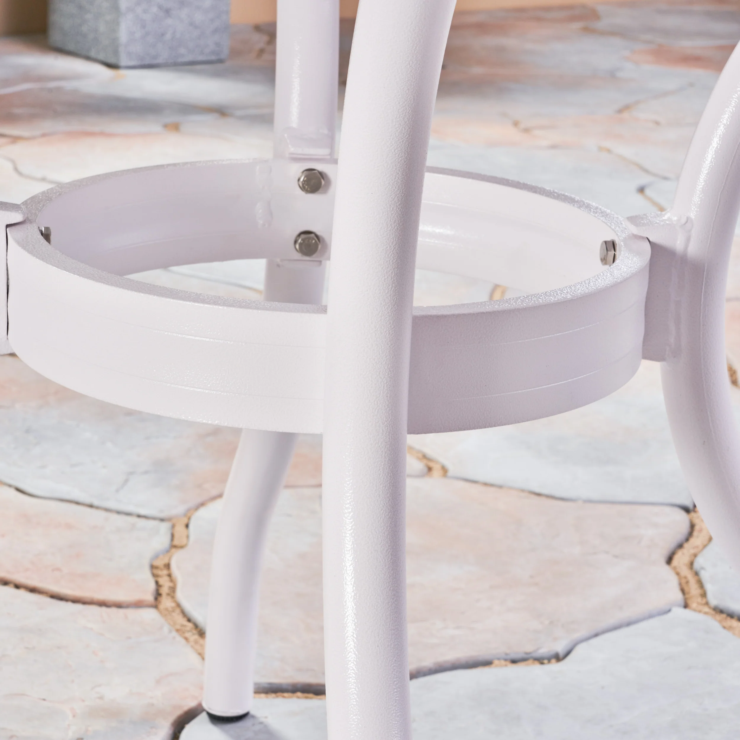 Simon Outdoor Aluminum Round Dining Table, White - furnishings