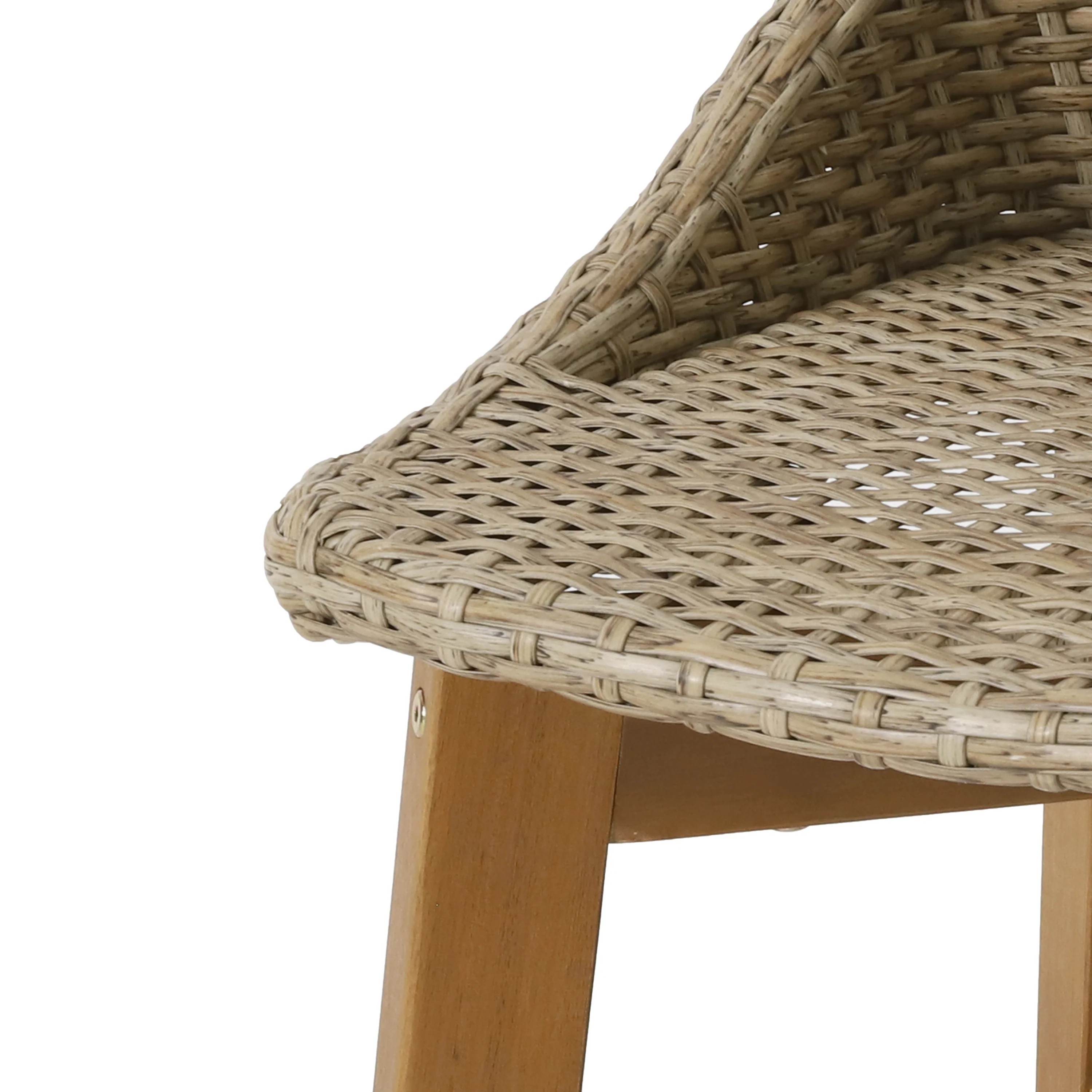 Beeson Outdoor Wicker and Acacia Wood 30 Inch Barstools, Set of 4, Light Multibrown and Teak - furnishings