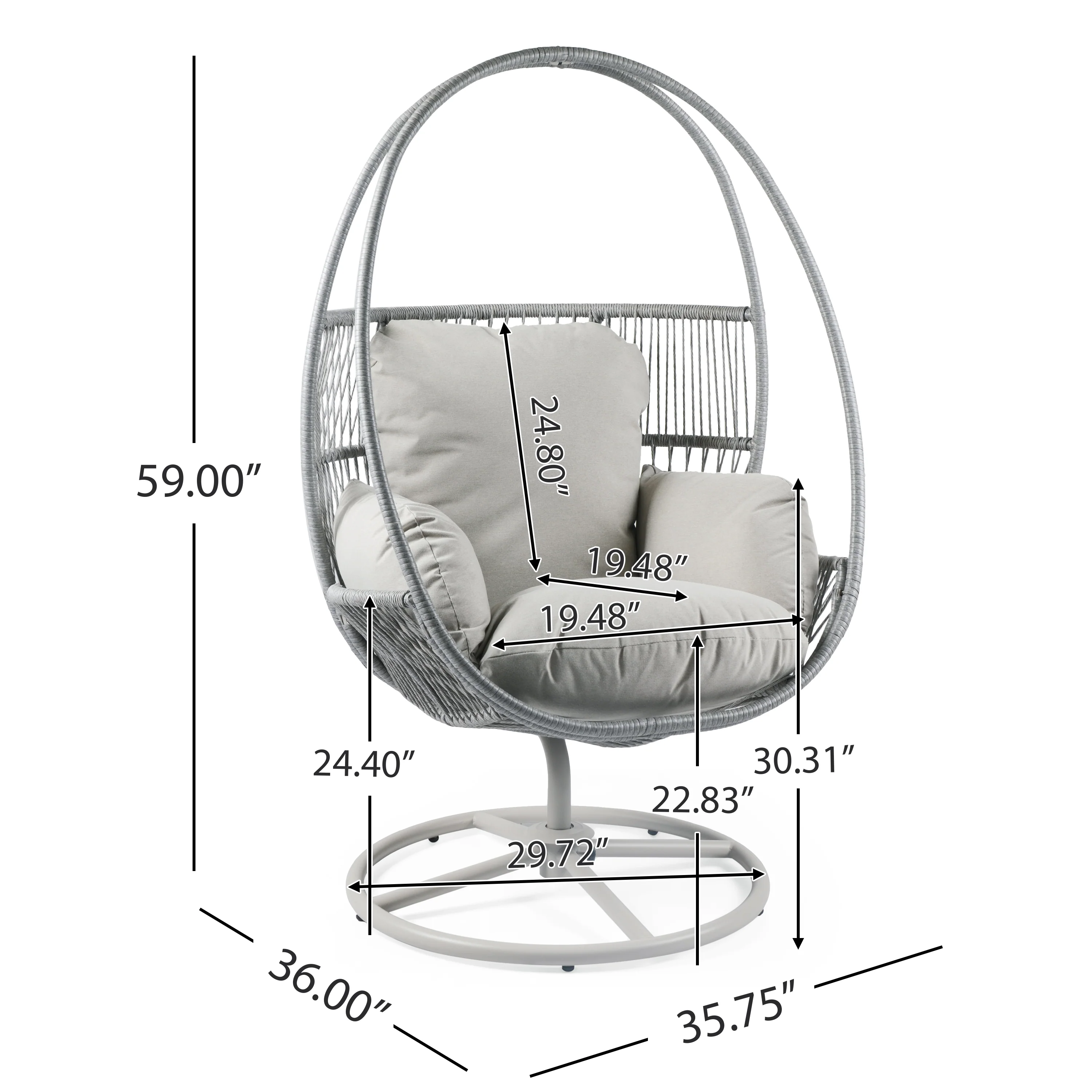 Liana Outdoor Swivel Lounge Chair, Light Gray - furnishings
