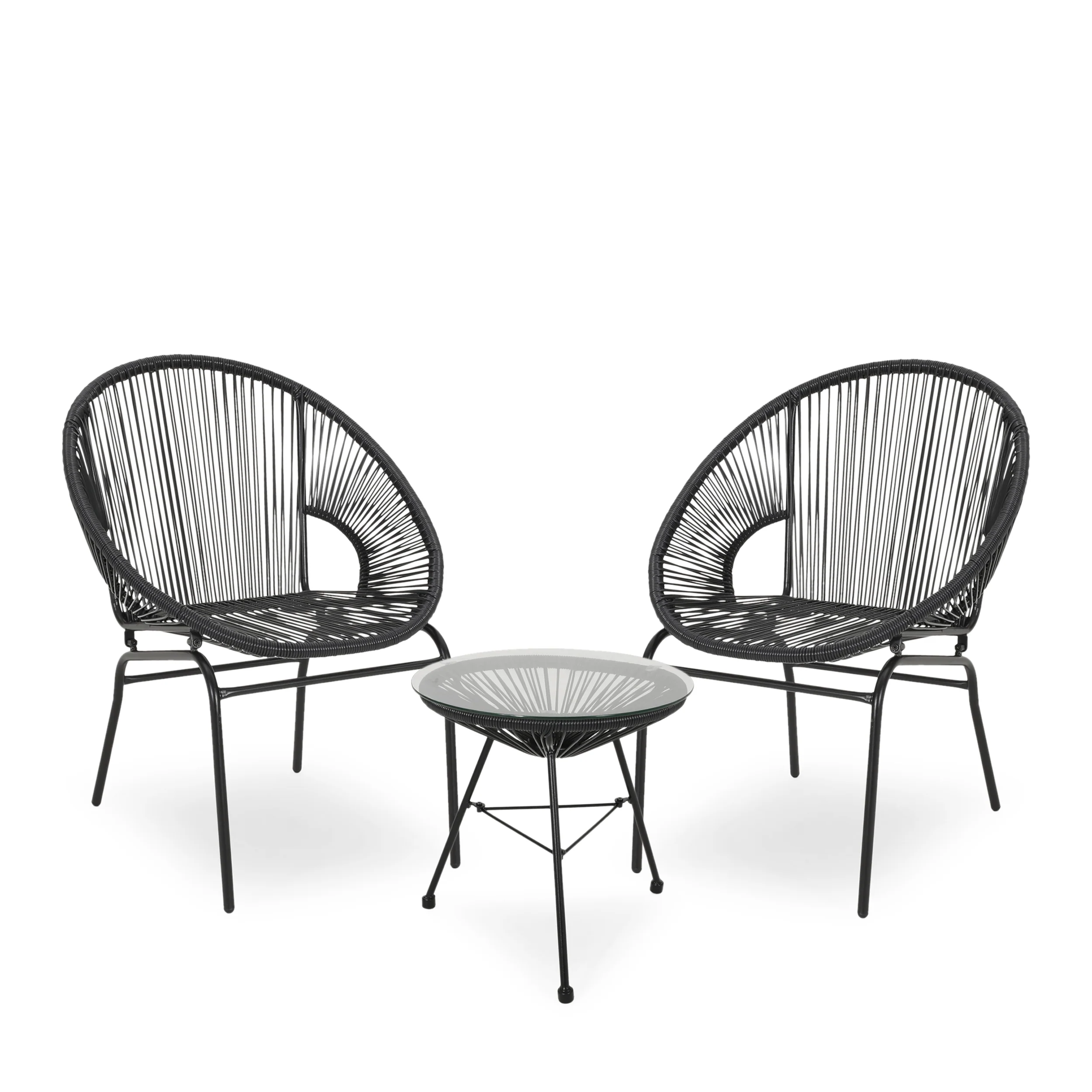 Chrissy Outdoor Modern 2 Seater Faux Rattan Chat Set - furnishings