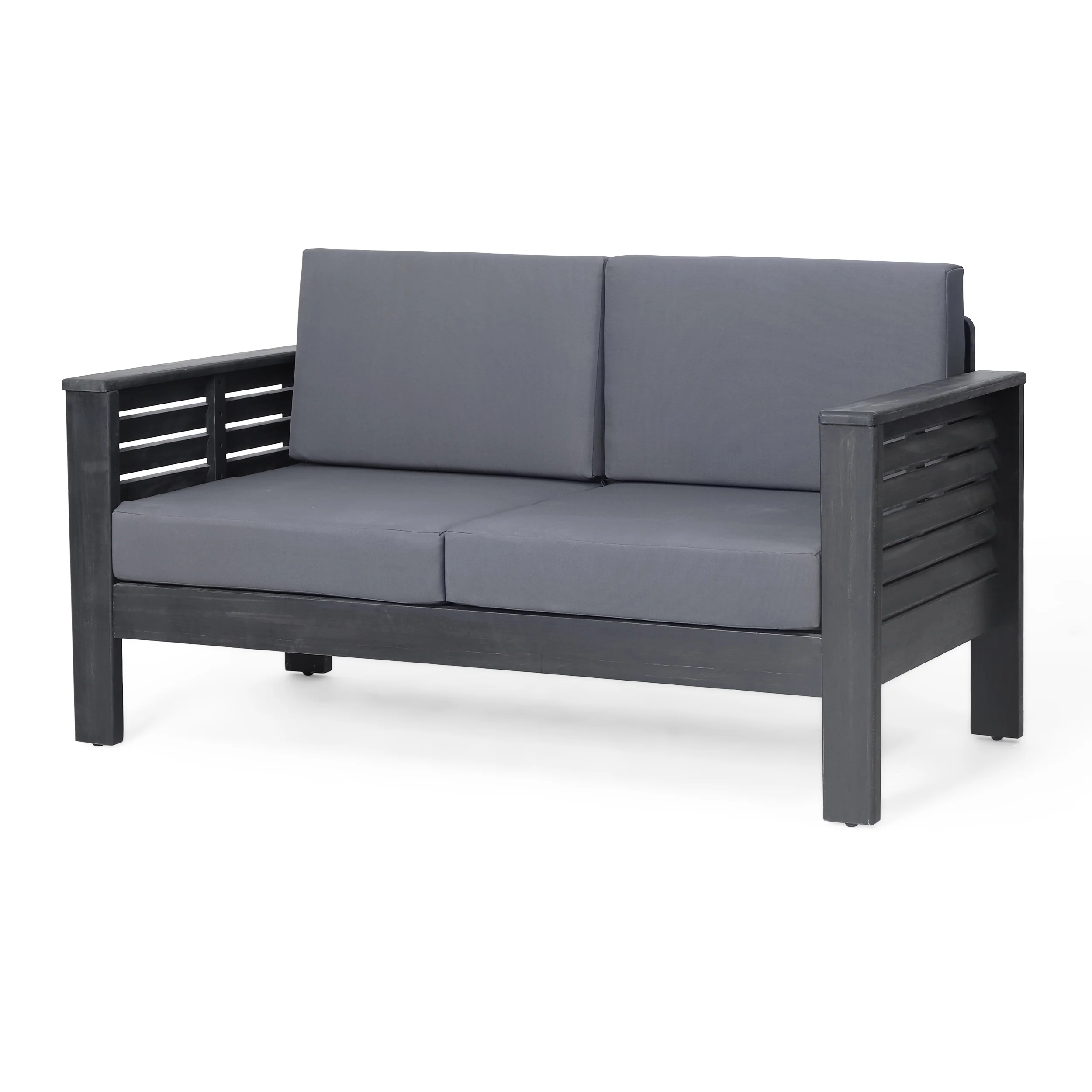 Rabun Outdoor Acacia Wood 4 Seater Chat Set with Cushions - furnishings