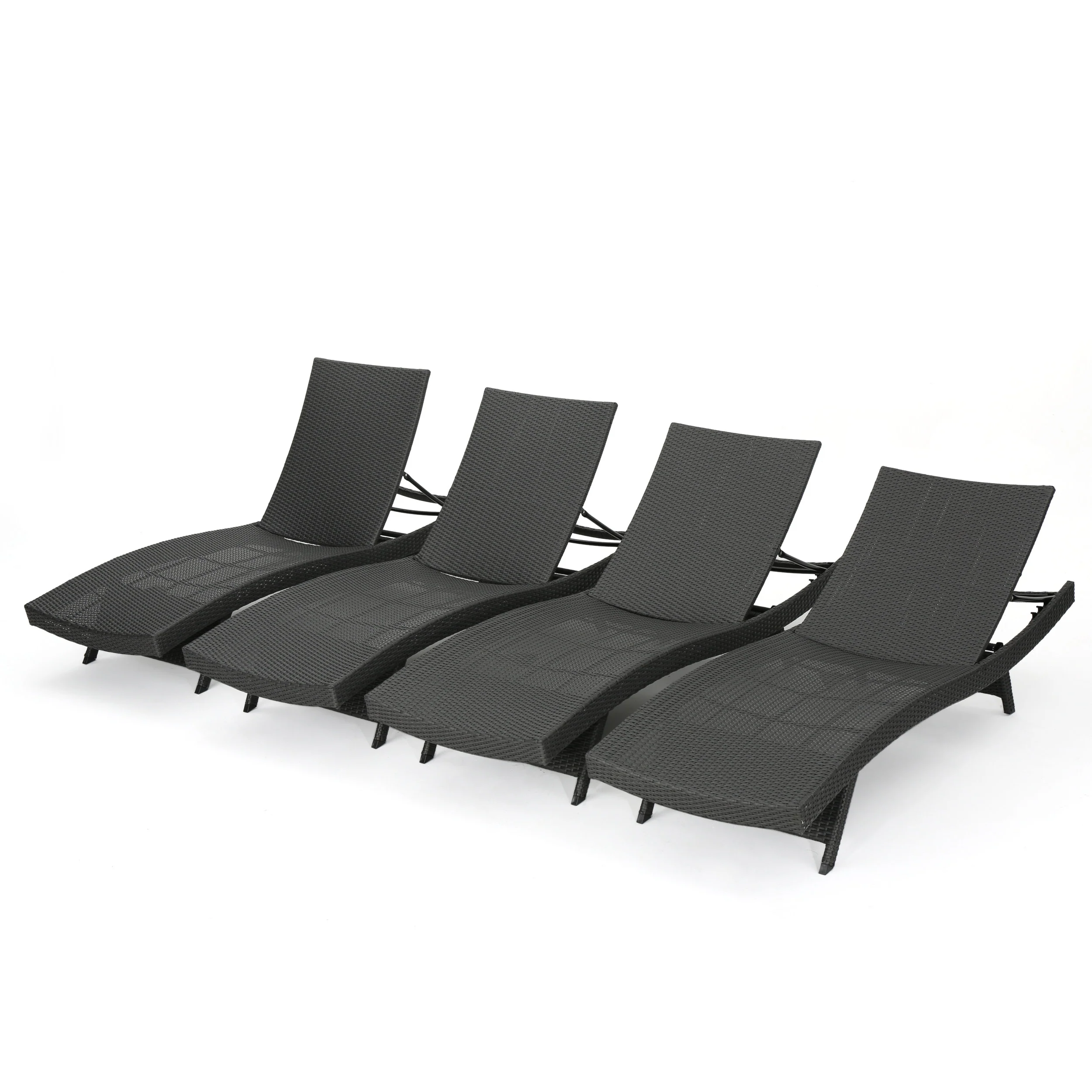 Olivia Grey Outdoor Wicker Chaise Lounge Adjustable (Set of 4) - furnishings