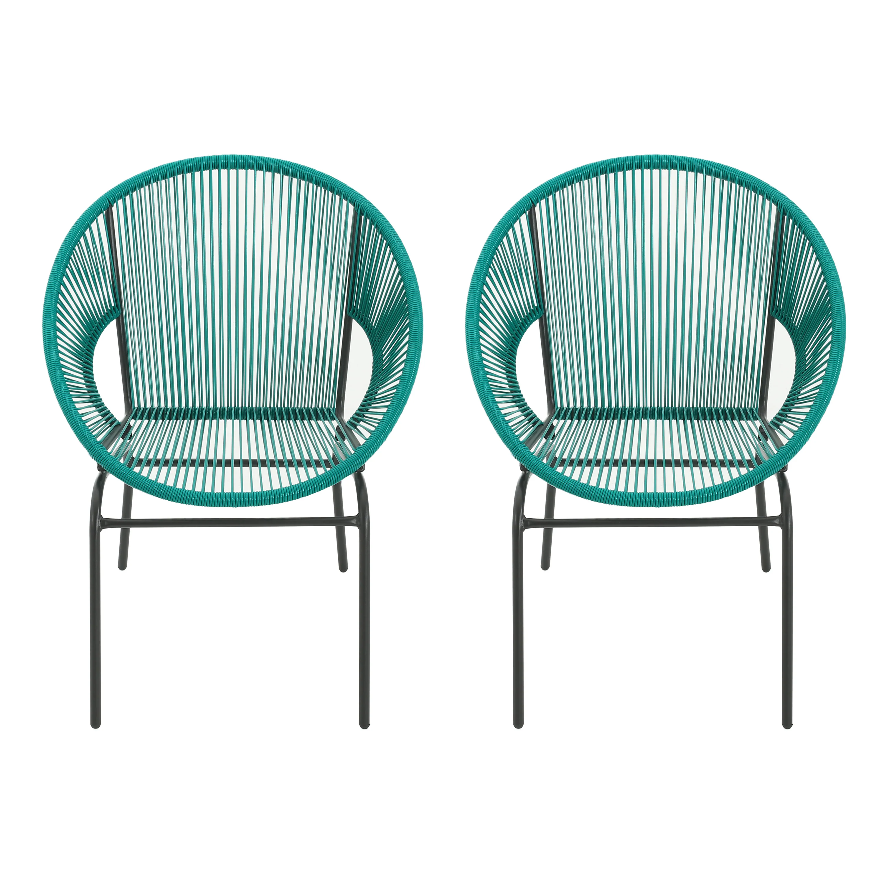 Carver Indoor & Outdoor Acapulco Weave Faux Rattan Club Chairs (Set of 2) - furnishings