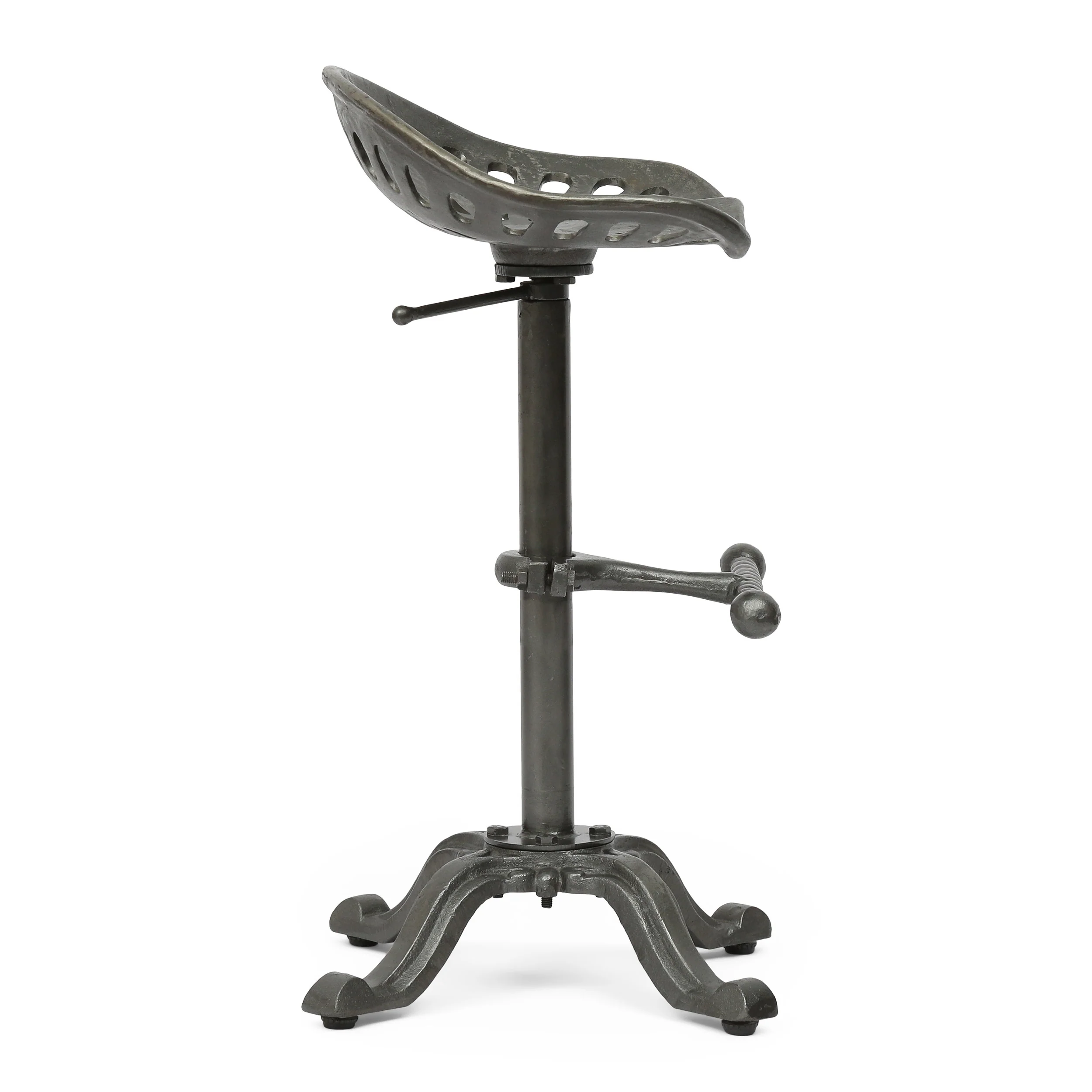 Laymon Industrial Handcrafted Cast Iron Saddle Seat Barstool - furnishings