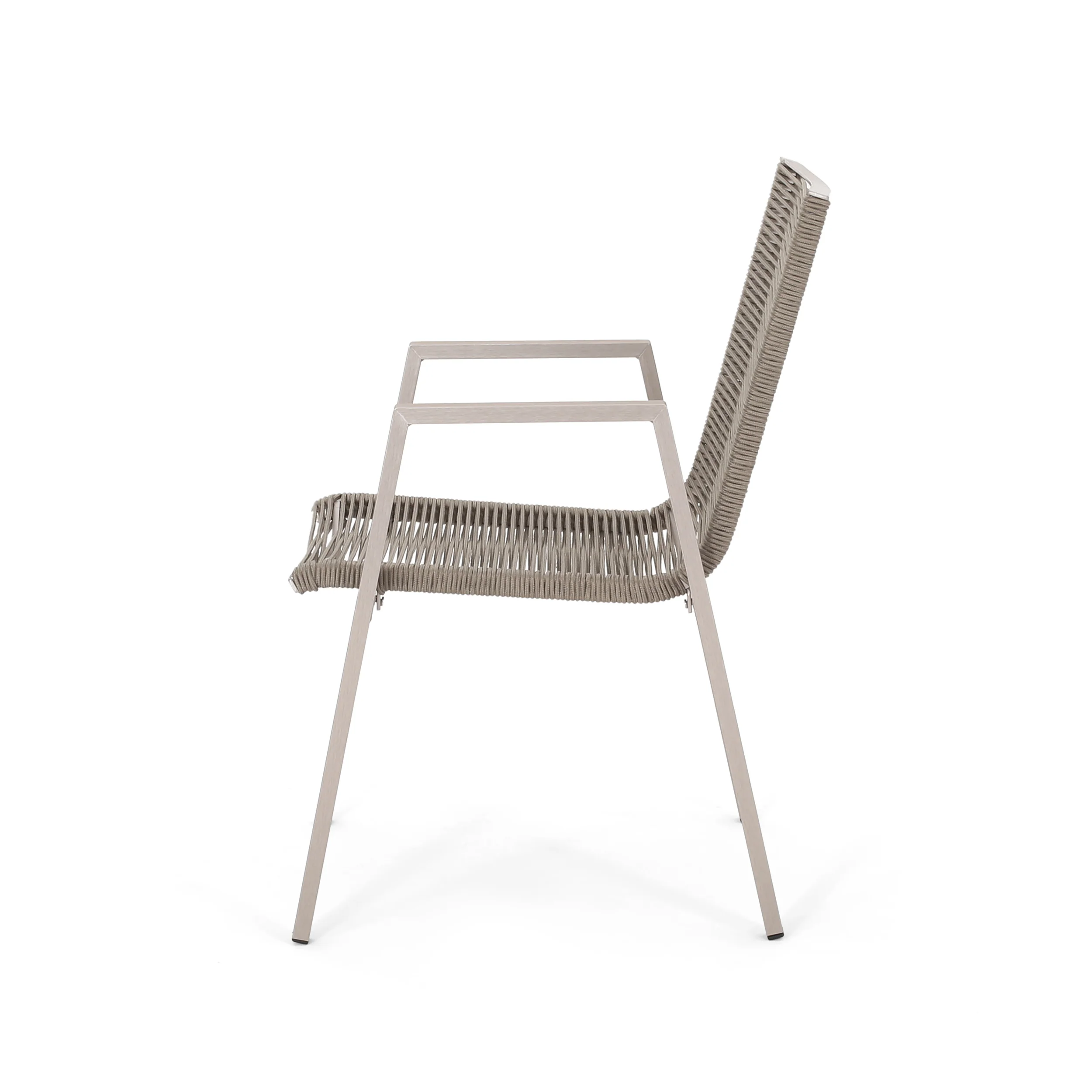 Kalli Outdoor Modern Aluminum Dining Chair with Rope Seat (Set of 2) - furnishings