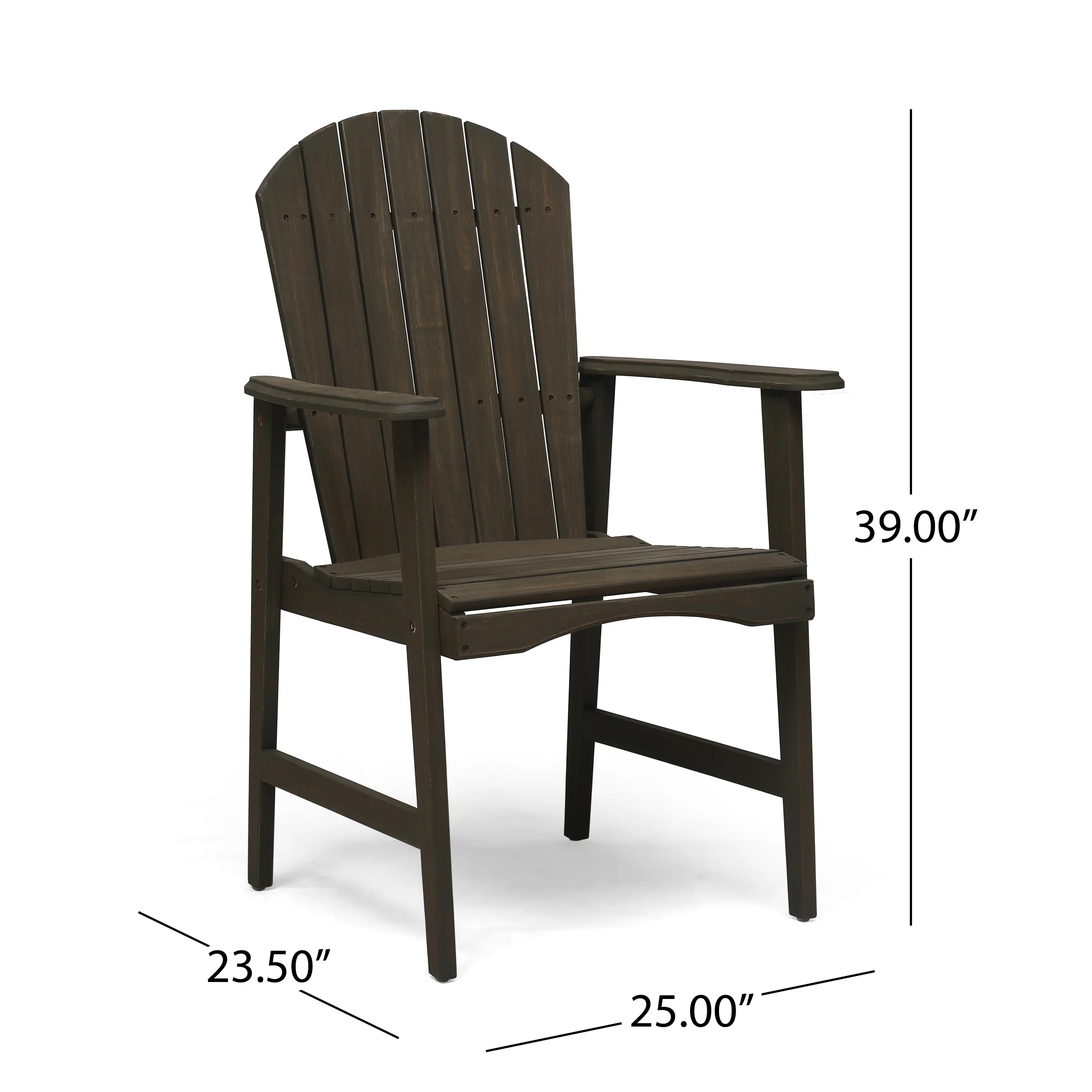 George Outdoor 2 Seater Half-Round Acacia Wood Bistro Table Set with Adirondack Chairs - furnishings