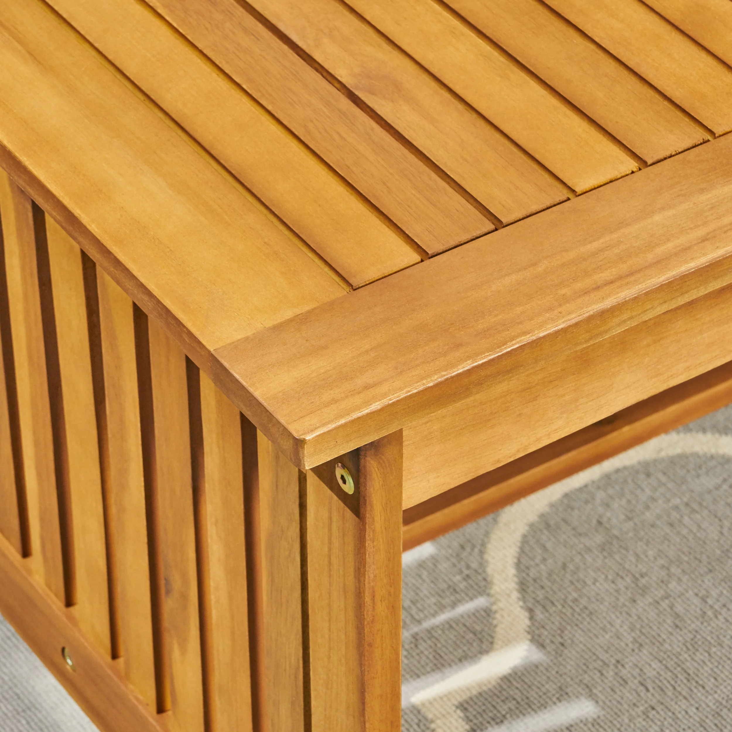 Parry Outdoor Open Slat 6-Seater Acacia Wood Conversation Set with Coffee Table - furnishings