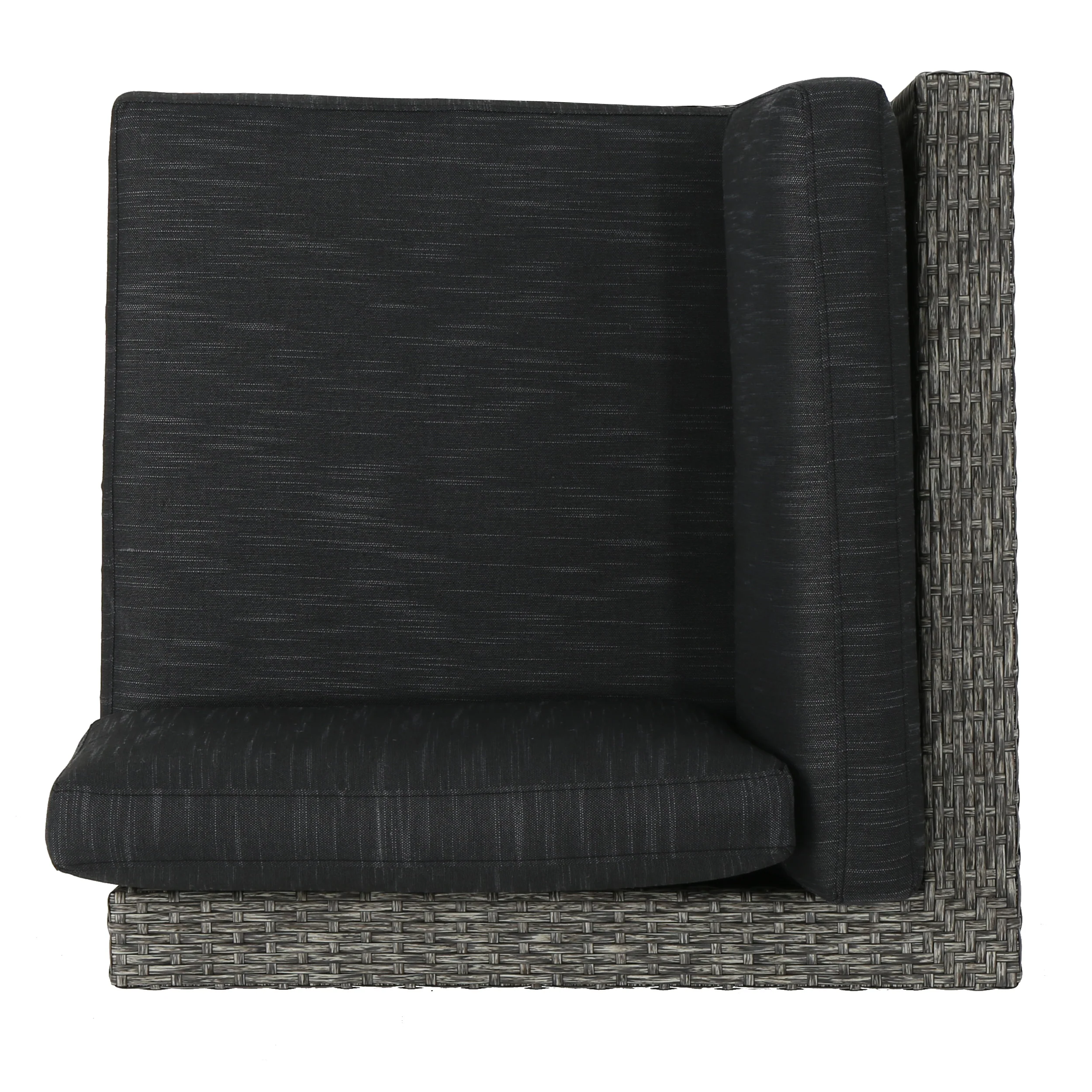 Pueblo Outdoor 7 Seat Wicker V Shaped Sectional Sofa w/ Water Resistant Cushions - furnishings