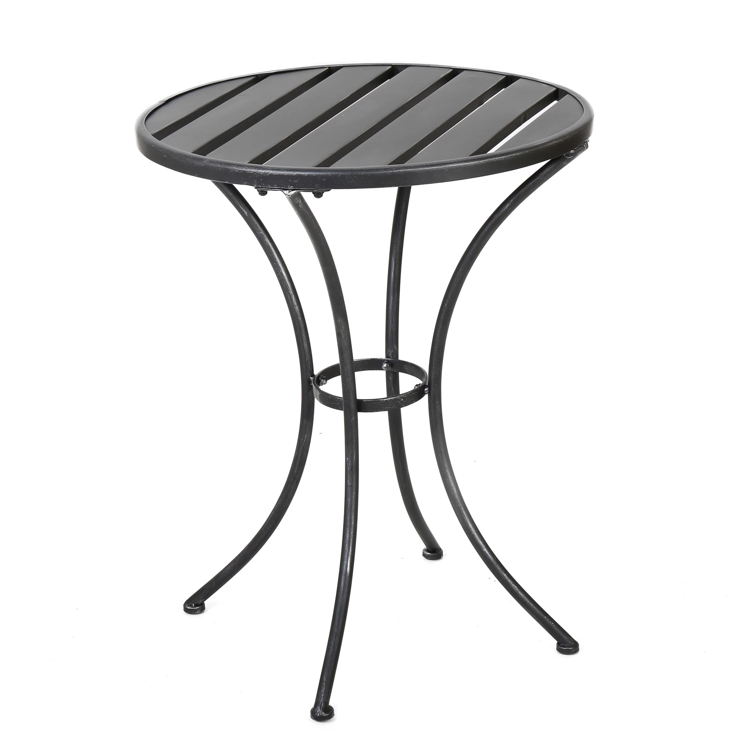 Castro Outdoor Modern 3-Piece Metal Bistro Set with Slats - furnishings