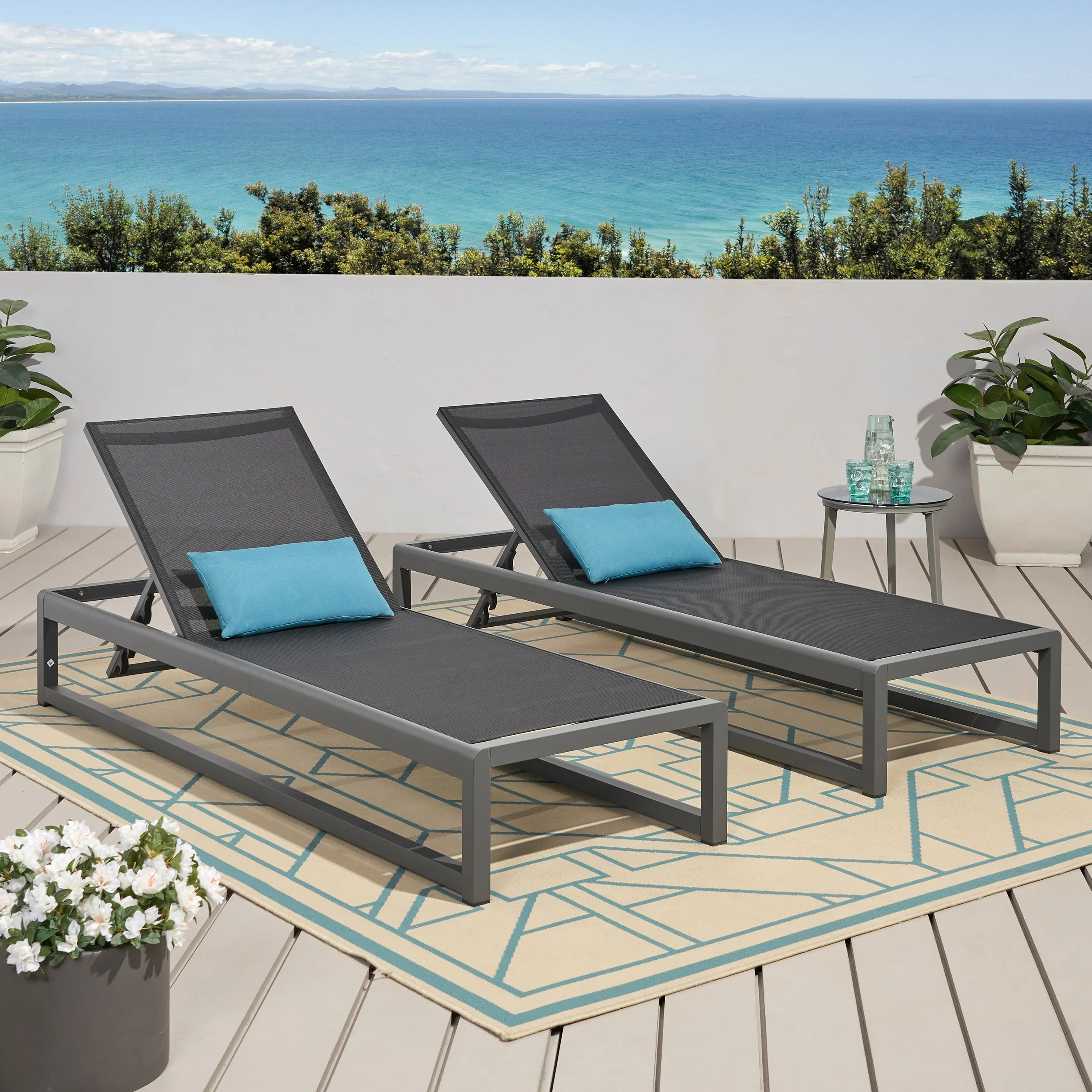 Camdyn Outdoor Mesh Chaise Lounge (Set of 2) - furnishings