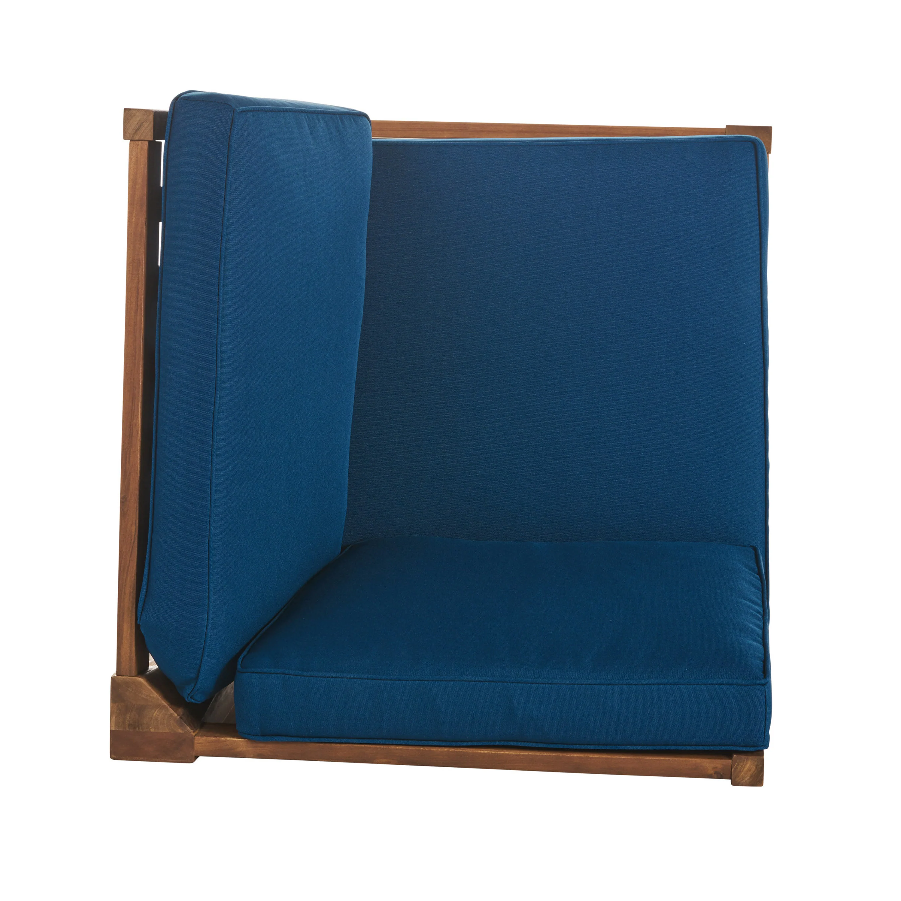 Nyeemah Outdoor 6 Seater Acacia Wood Sofa Set with Square Fire Table and Tank - furnishings