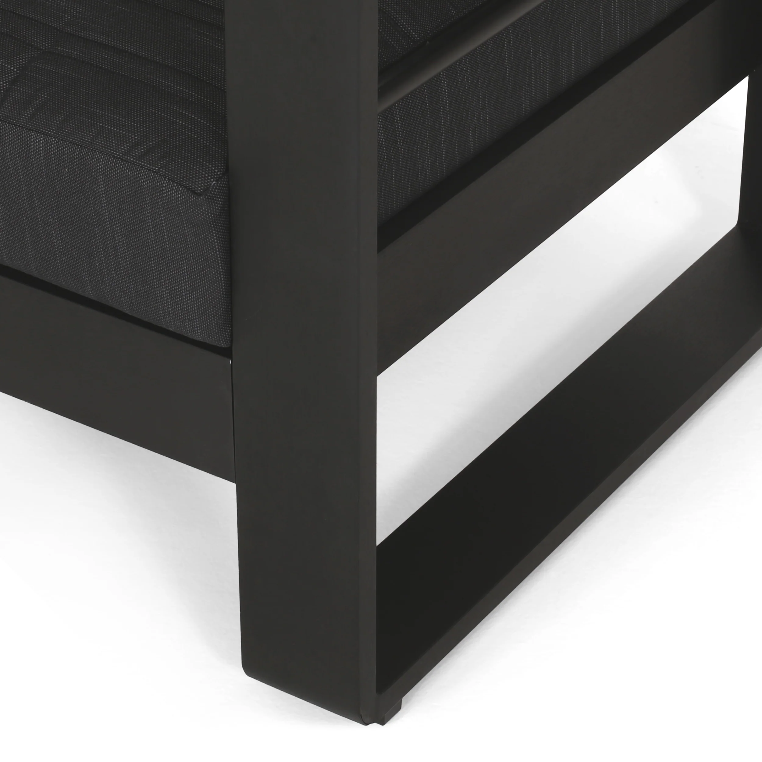 Neffs Outdoor Aluminum 3 Seater Sofa with Water Resistant Cushions, Black, Natural, and Dark Gray - furnishings