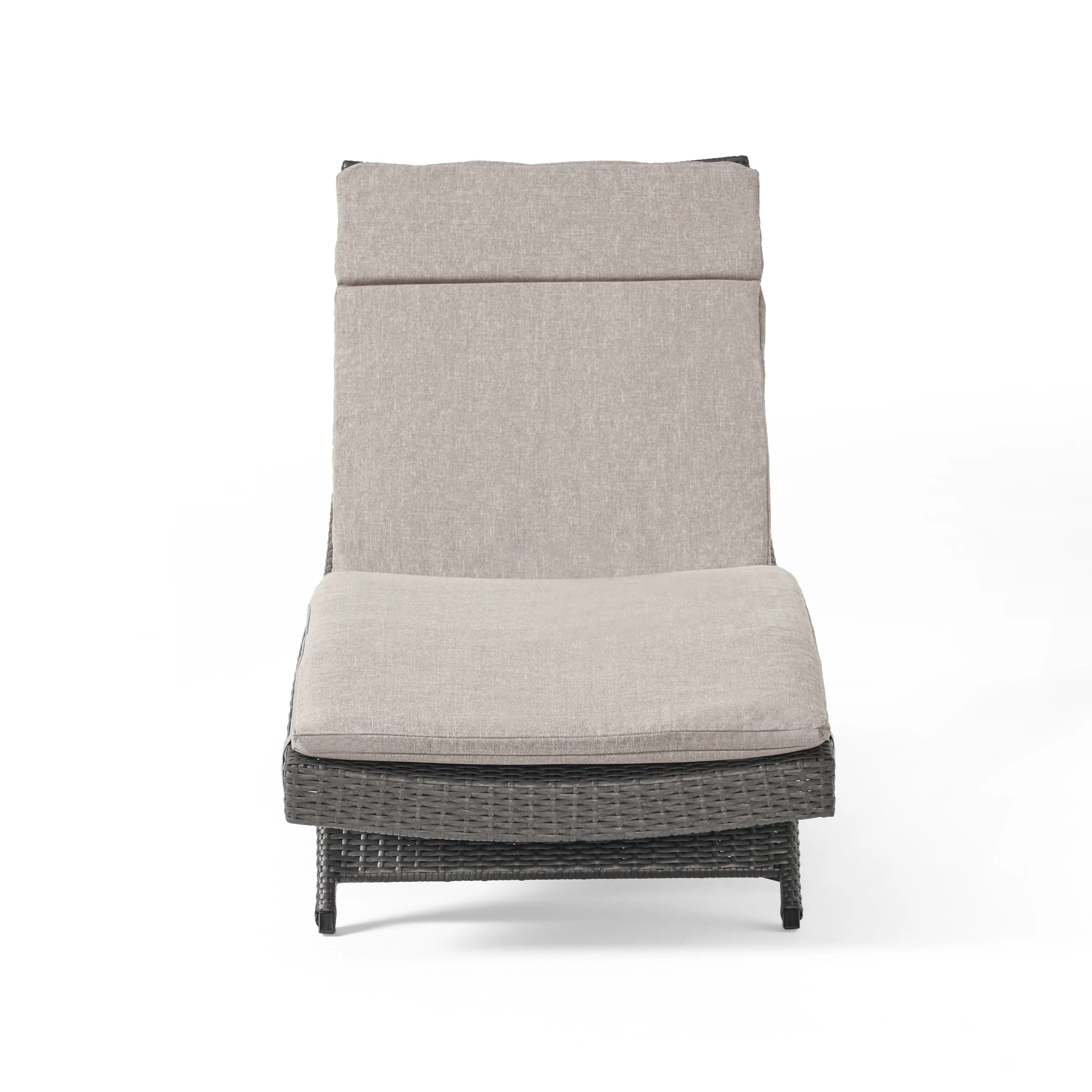 Nassau Outdoor Grey Wicker Adjustable Chaise Lounge with Cushion - furnishings